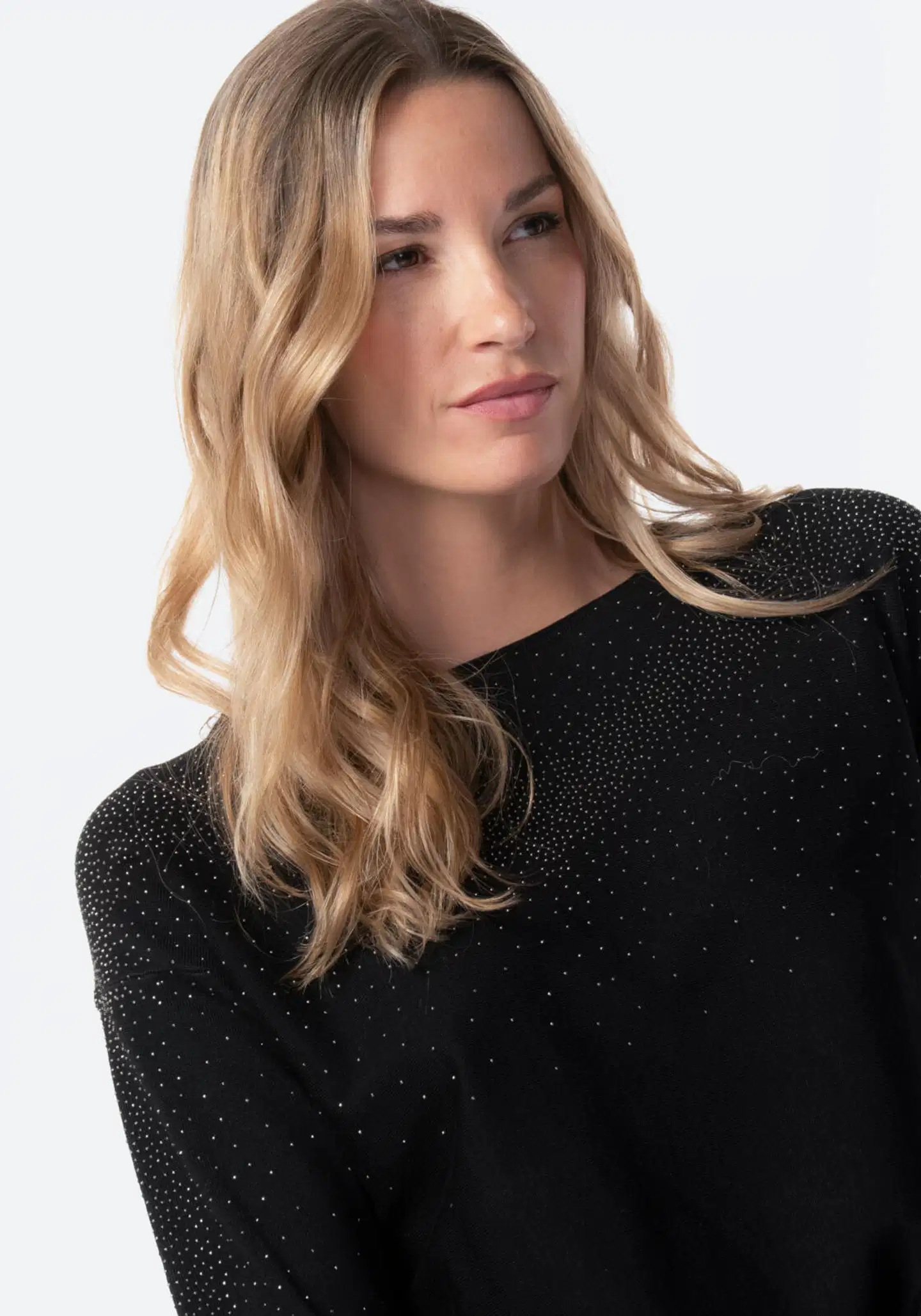 TEX naisten neulospusero glitter I291427 - BLACK 1 - 5