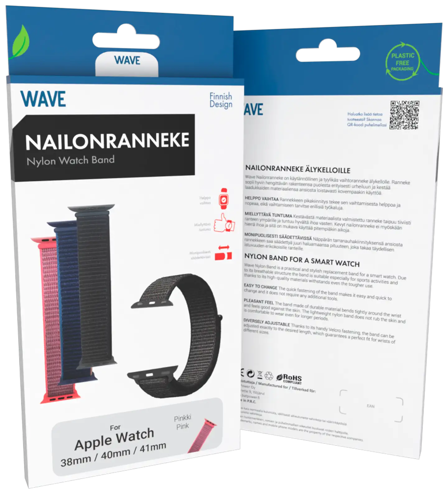 Wave Nailonranneke, Apple Watch 38mm / Apple Watch 40mm / Apple Watch 41mm / Apple Watch 42mm (Series 10), Pinkki - 4