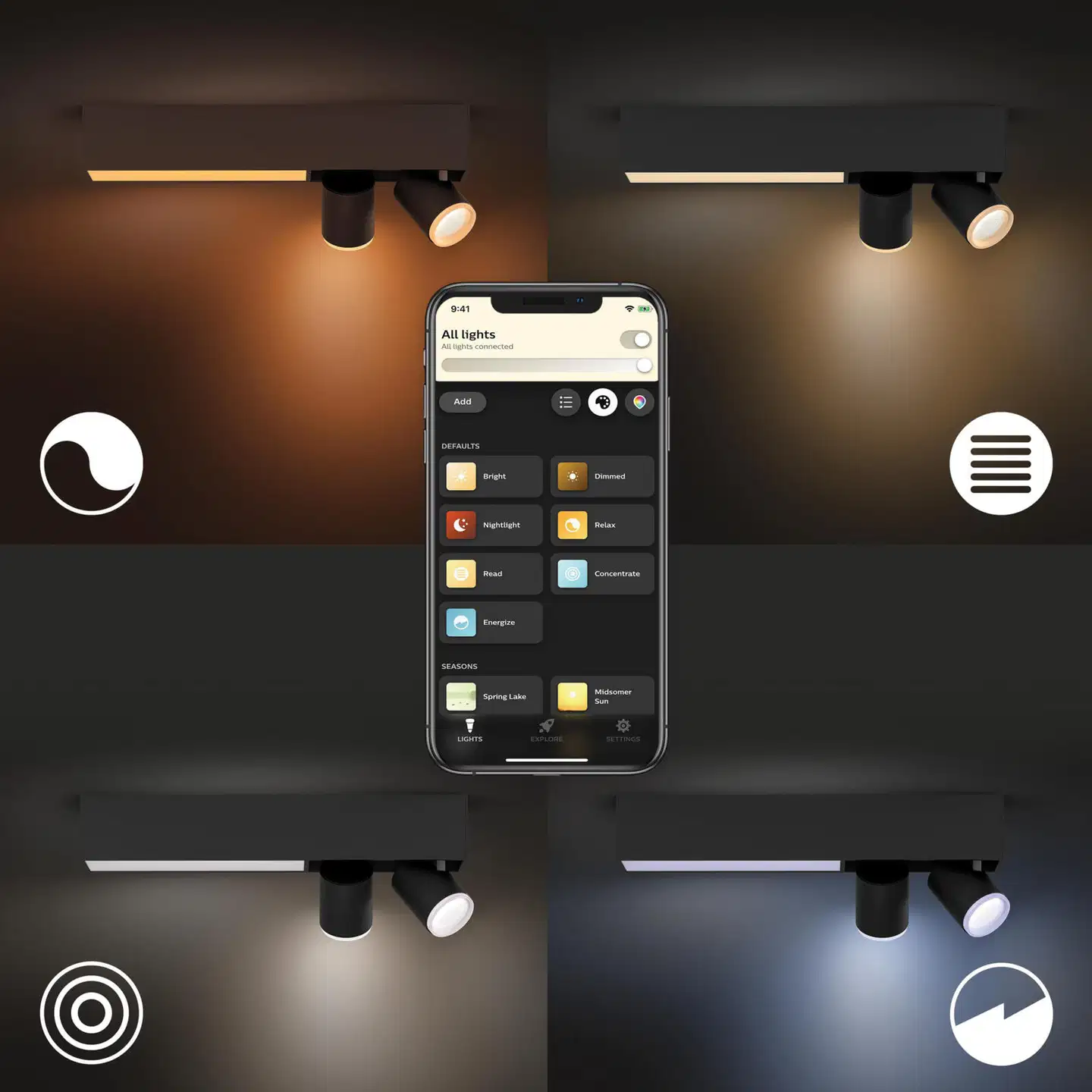 Philips Hue Centris -kattovalaisin kahdella kohdevalolla 11W 2000-6500K 1630LM musta - 7