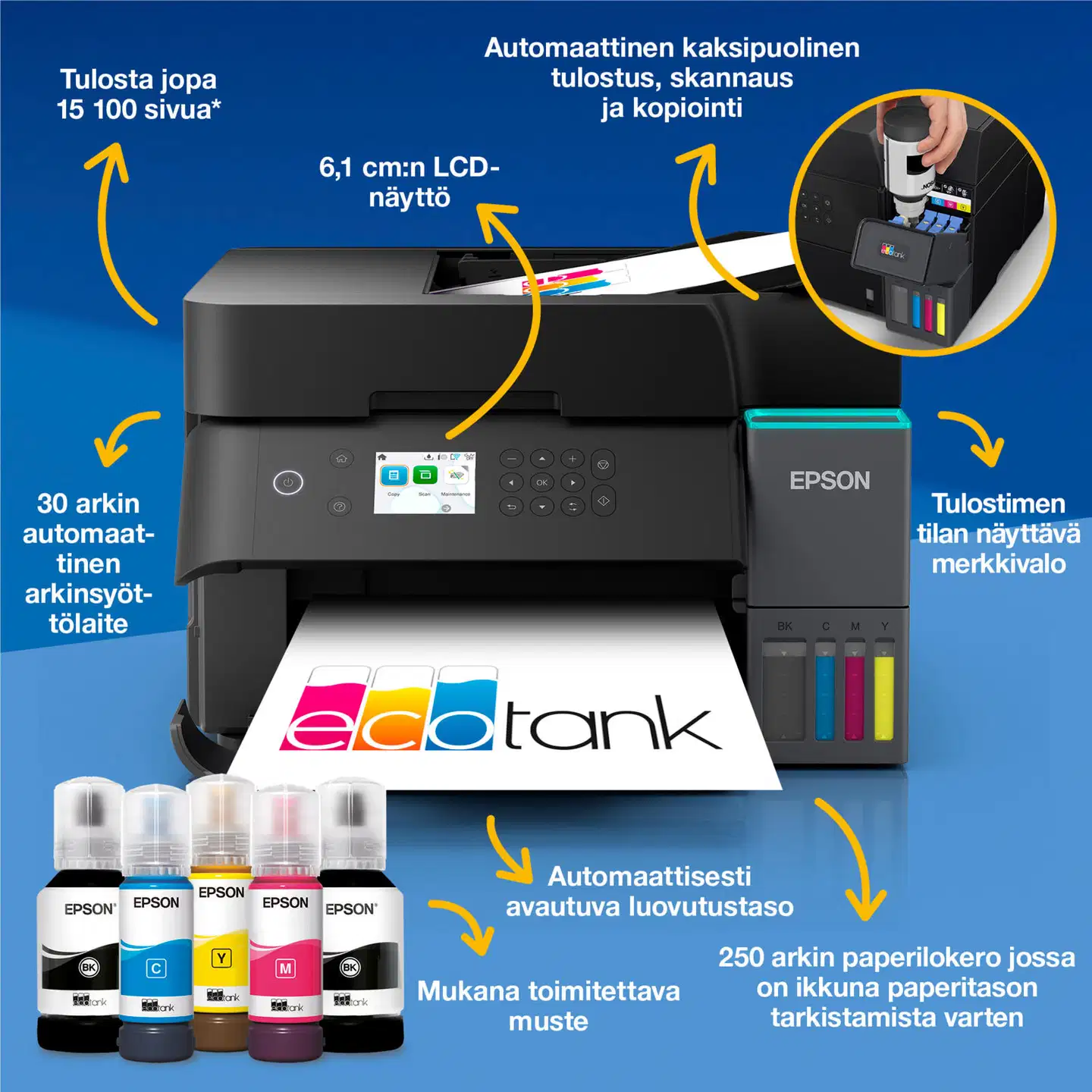Epson EcoTank ET-3950 mustesäiliötulostin - 4