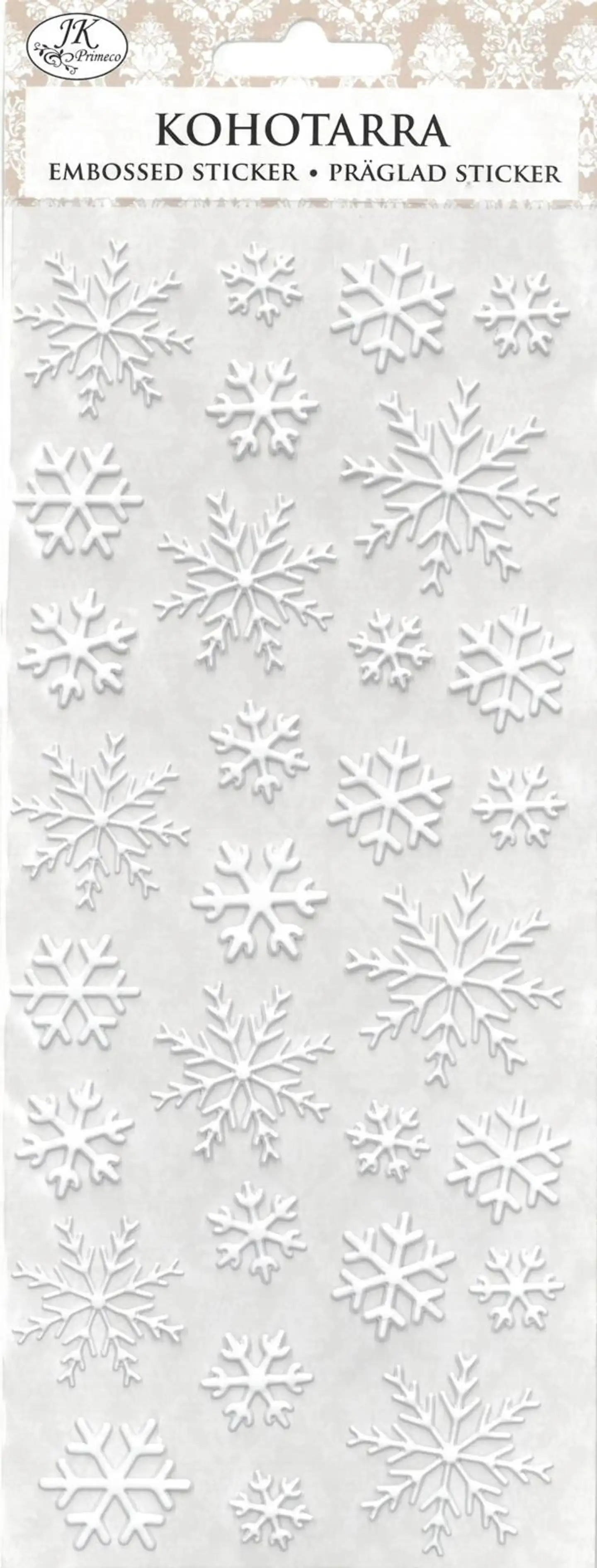 J.K. Primeco kohotarra Lumihiutale valkoinen