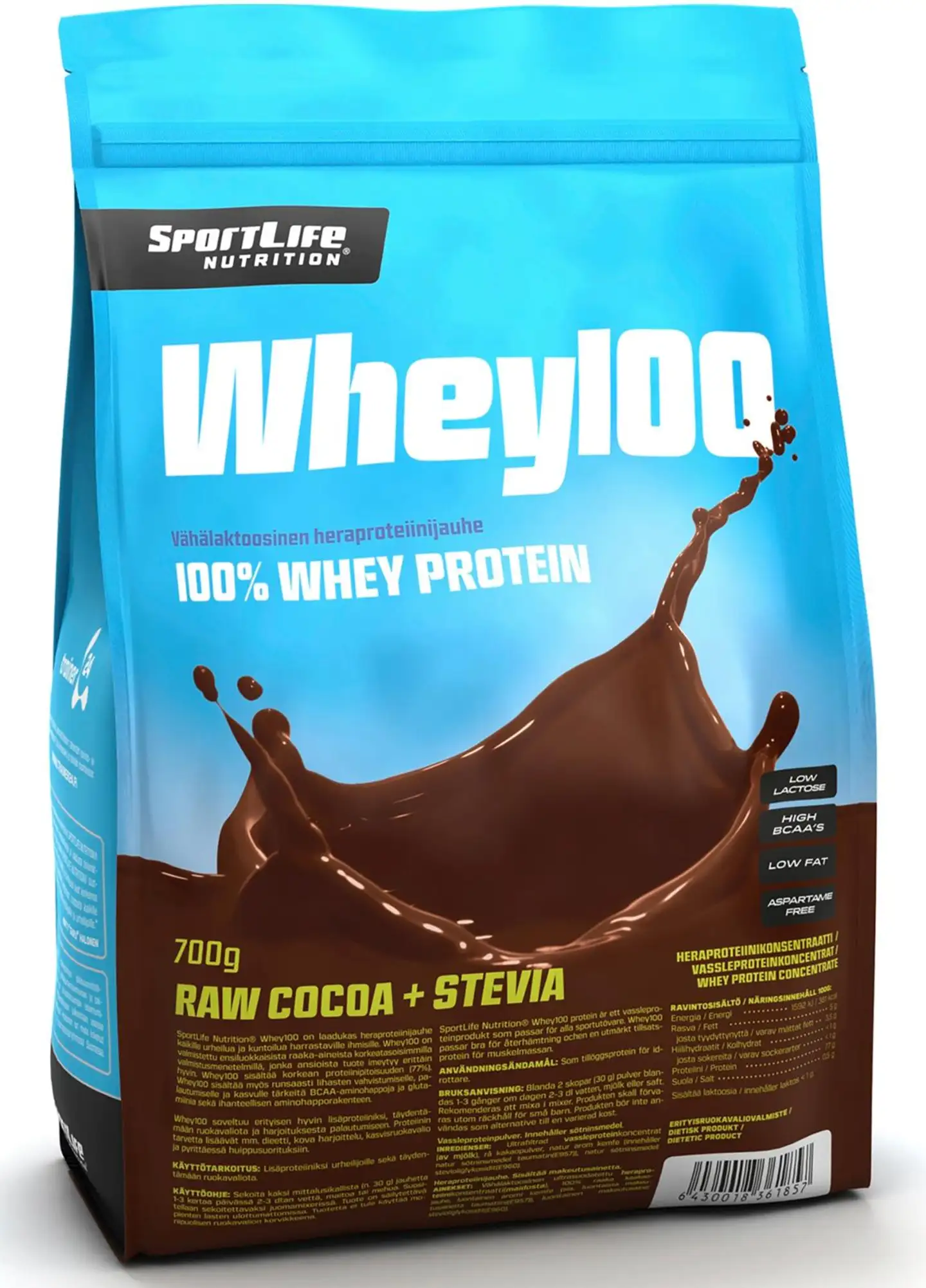 SportLife Nutrition Whey100 700g raakakaakao heraproteiinijauhe