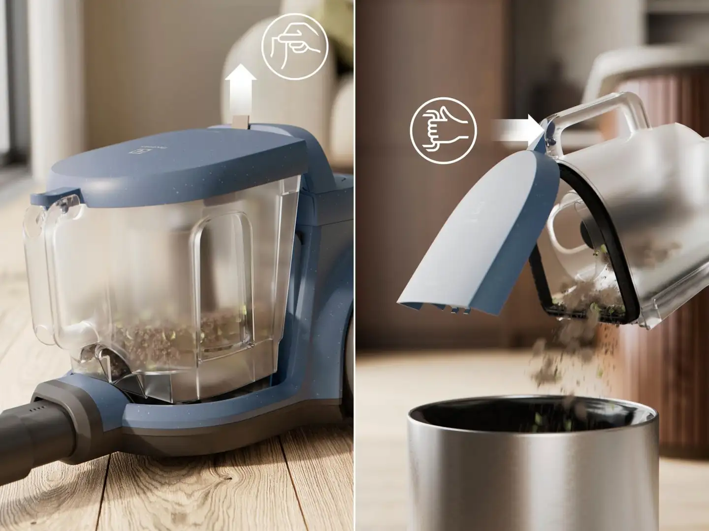 Electrolux EL51C1LDB pussiton pölynimuri, helppo tyhjentää, suuri 2 ltr tilavuus - 5