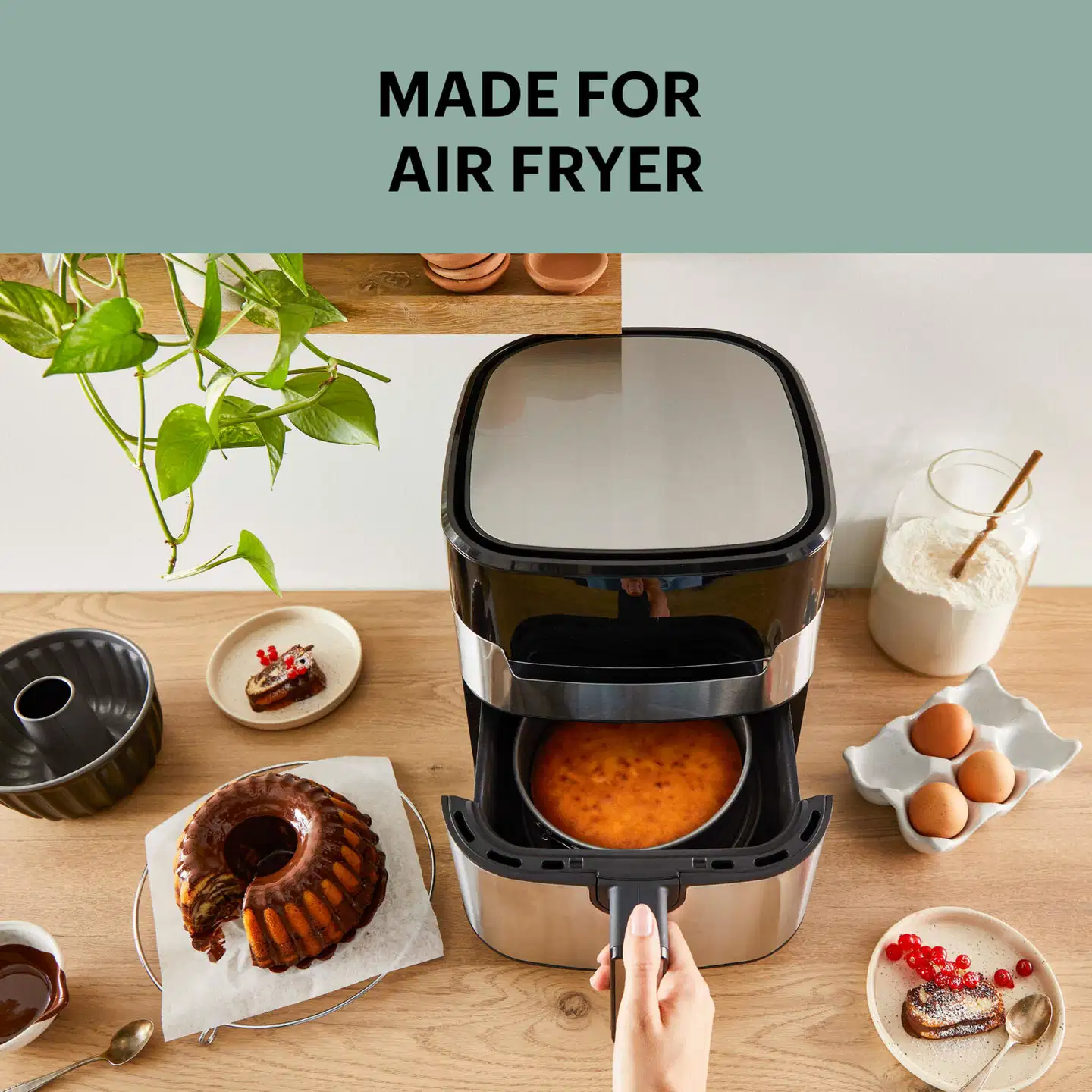 Tefal Easy Fry vuokasetti air fryereihin, irtopohjavuoka 18 cm ja kakkuvuoka 16 cm - 8