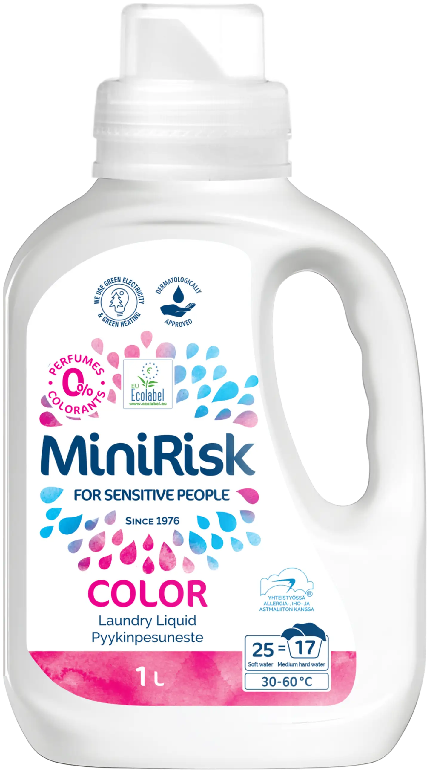 Mini Risk Color hajusteeton pyykinpesuneste, 1L