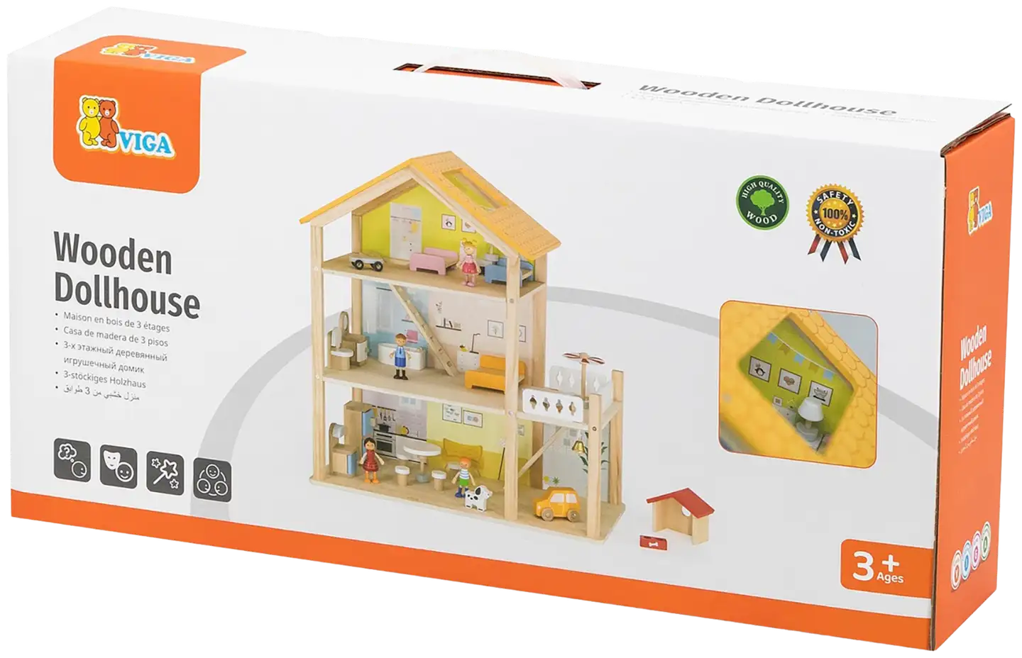 Viga Toys puinen kalustettu nukkekoti - 2