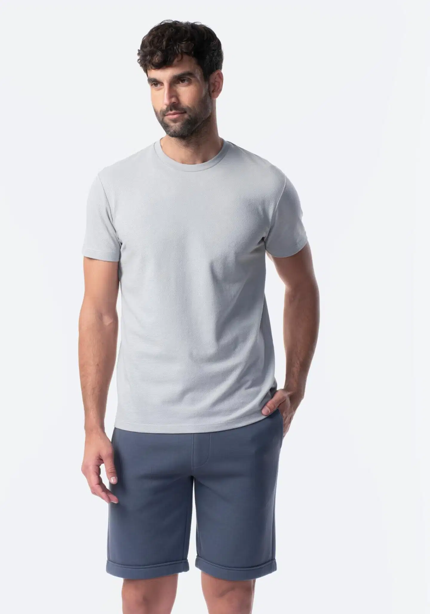 TEX miesten pikeekankaiset joggershortsit I275371 - Glacier - 4