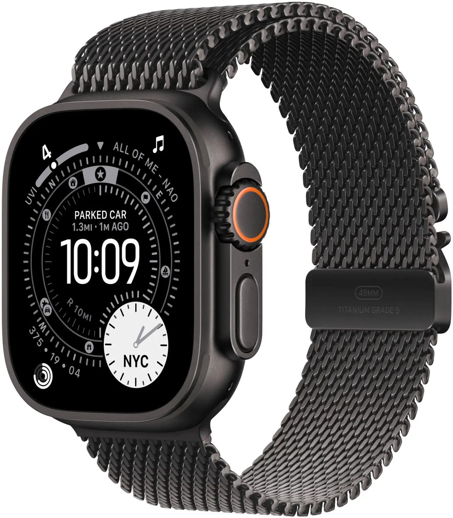 Apple Watch Ultra 3 GPS + Cellular 49mm mustatitaani kotelo, mustatitaani Milanese ranneke - L - MF1T4KS/A - 2