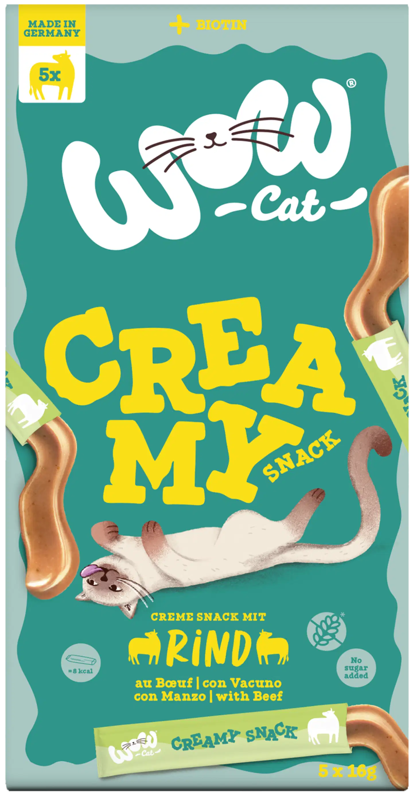 WOW CAT Creamy Snack naudalla 5 x 16 g