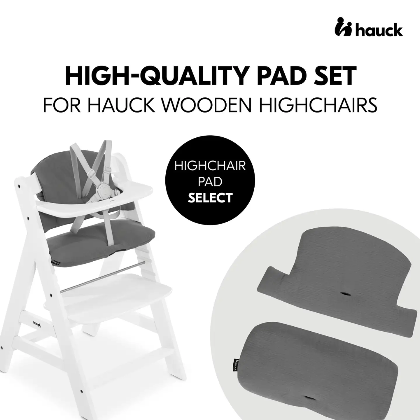 Hauck pehmustesetti syöttötuoliin Highchair Pad tummanharmaa - 11