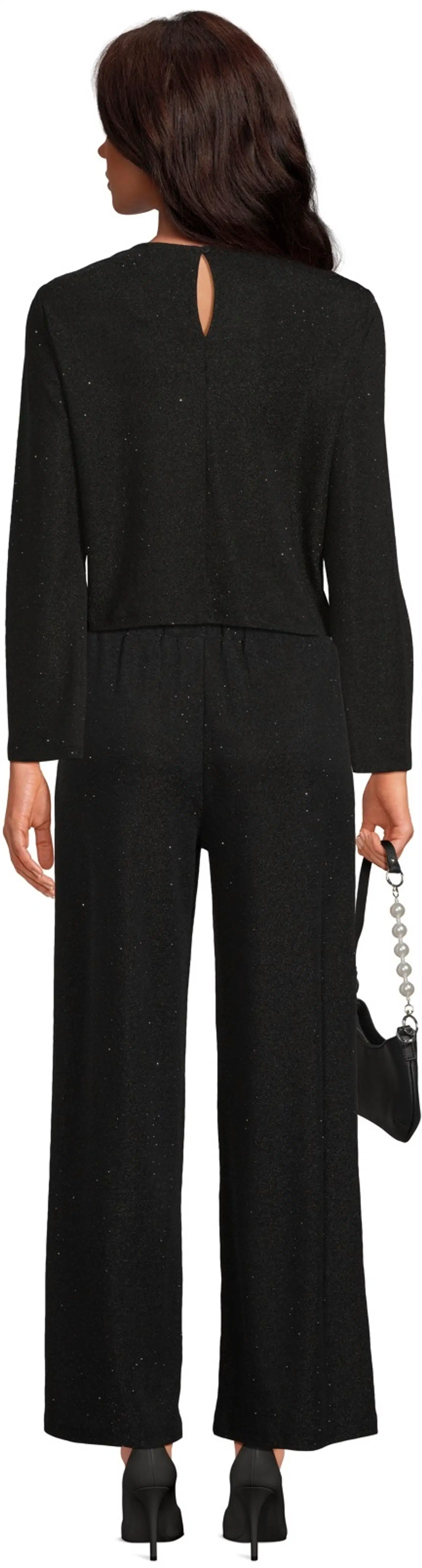 WKLY. naisten juhlavat kimalletrikoohousut wide leg 222W382670 - Black - 3