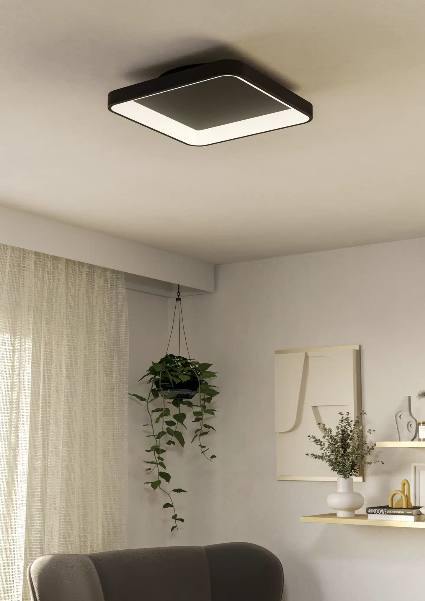 EGLO kattovalaisin Loretello LED 12W 35x35 cm musta/valkoinen - 11