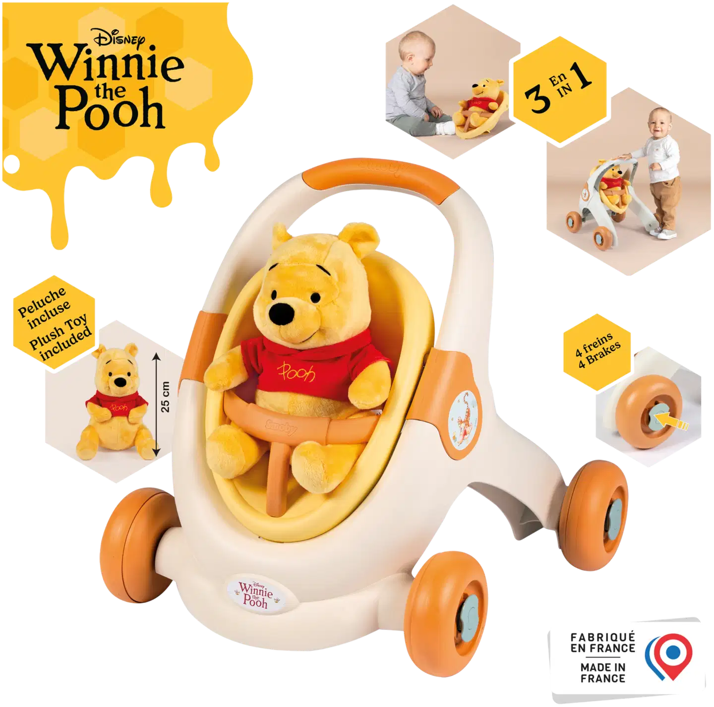 Little Smoby kävelyvaunu 3-in-1 ja Nalle Puh -pehmolelu - 5