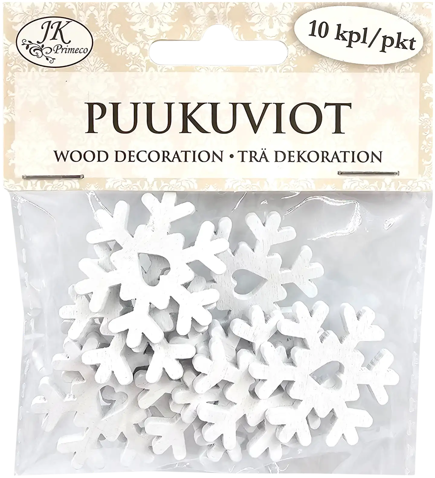 J.K. Primeco puukuviot Lumihiutale valkoinen 10kpl