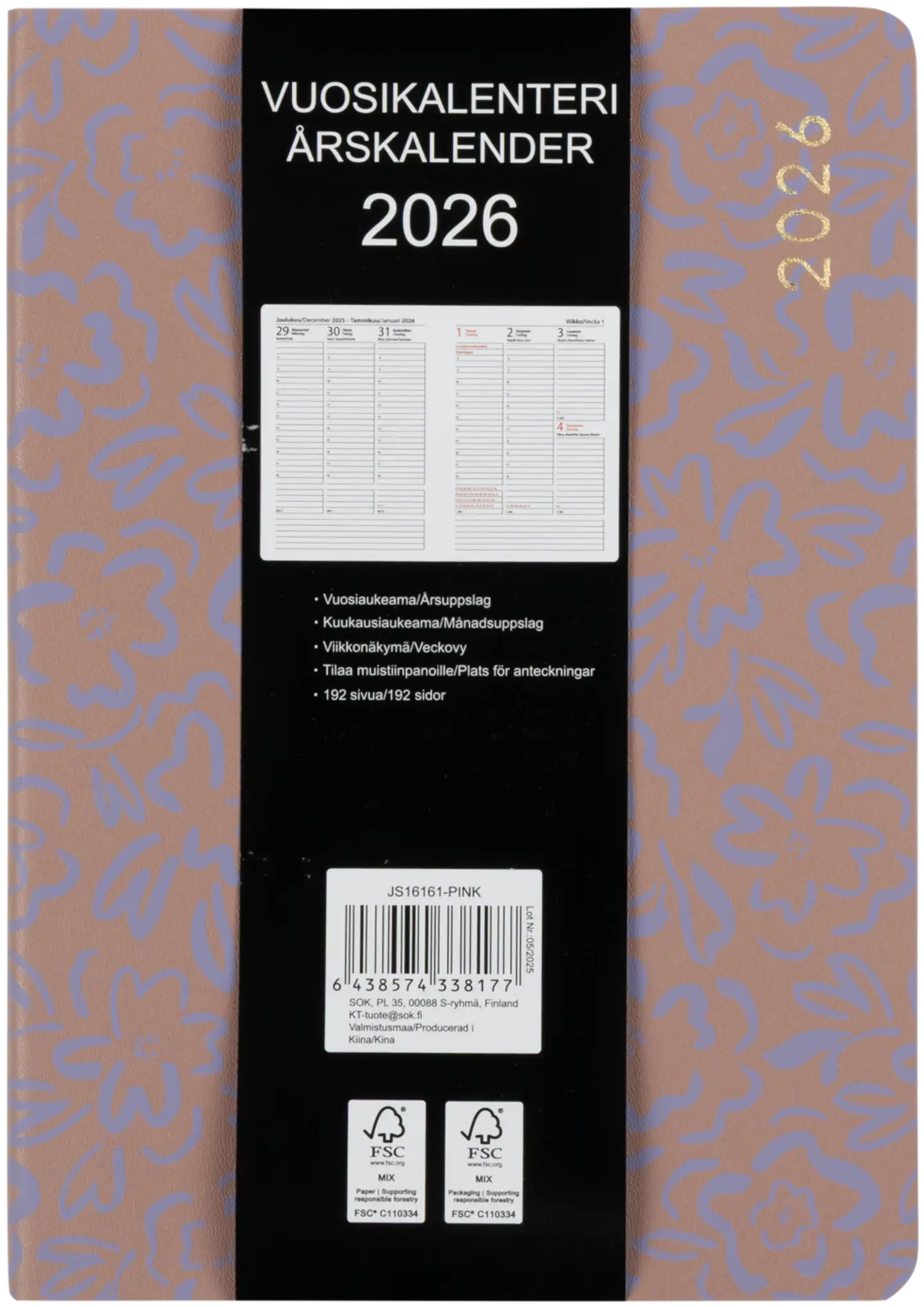 Pöytäkalenteri A5 pinkki - 3