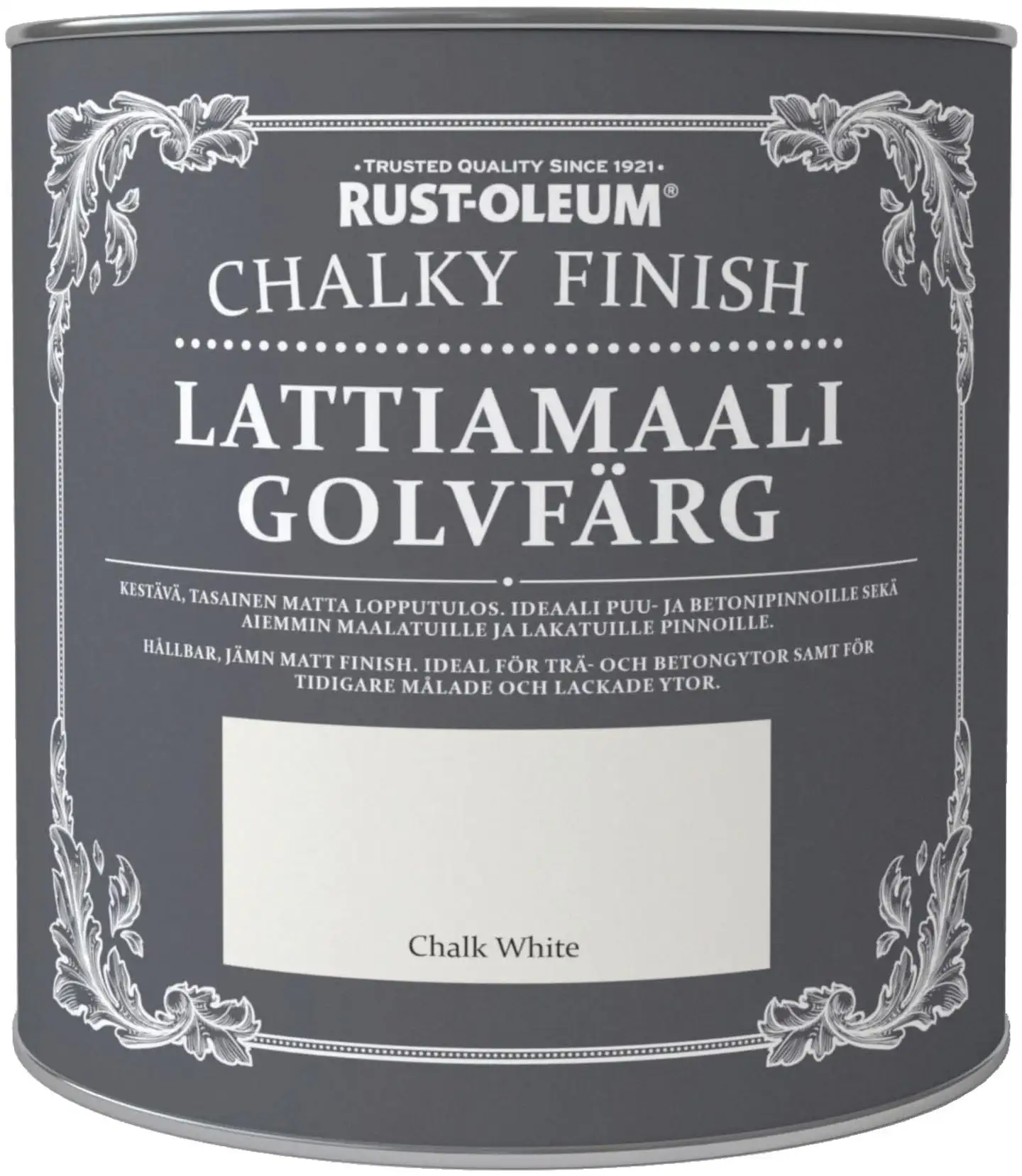 Rust-Oleum Chalky Finish 2,5l lattiamaali vesiohenteinen valkoinen