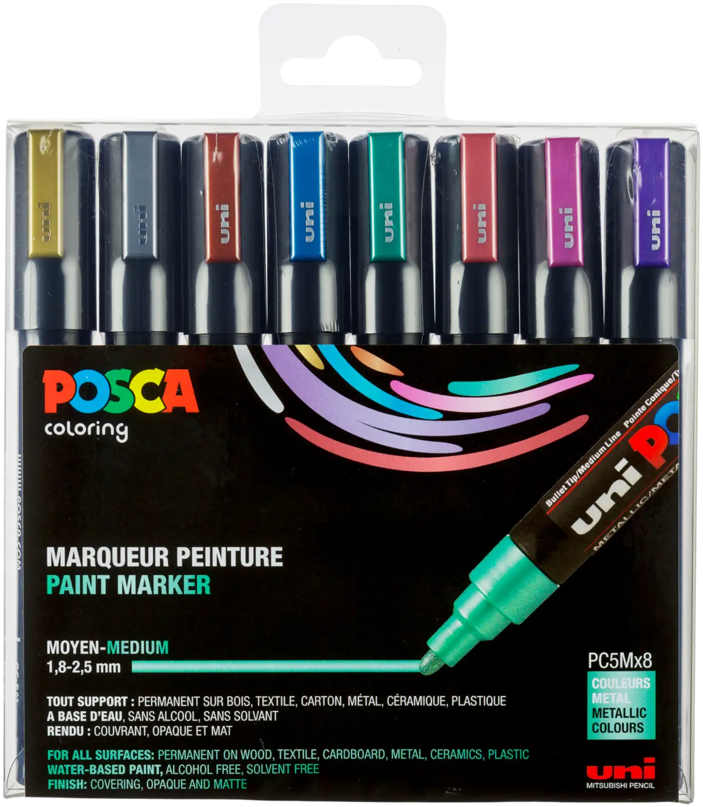 POSCA Marker 8kpl PC-5M 1,8-2,5mm metal