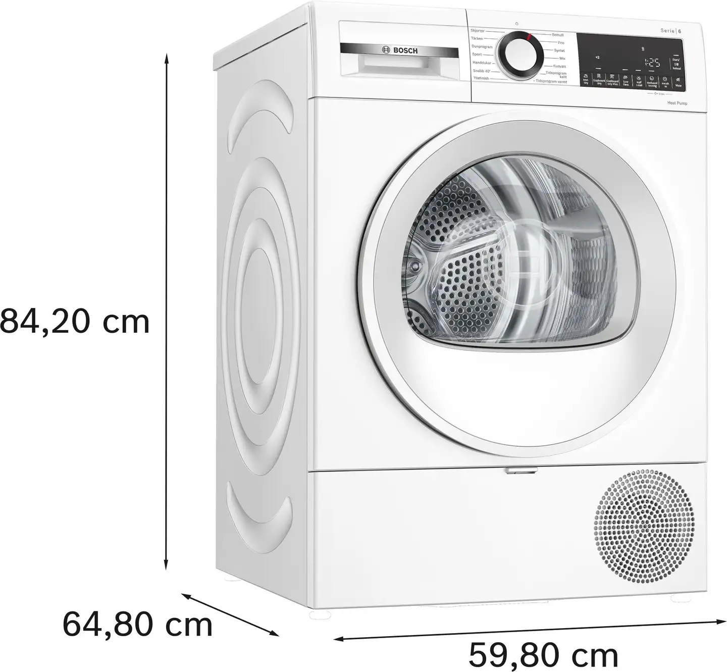 Bosch kuivausrumpu WQG2320LSN, 60cm, 8kg, valkoinen - 2