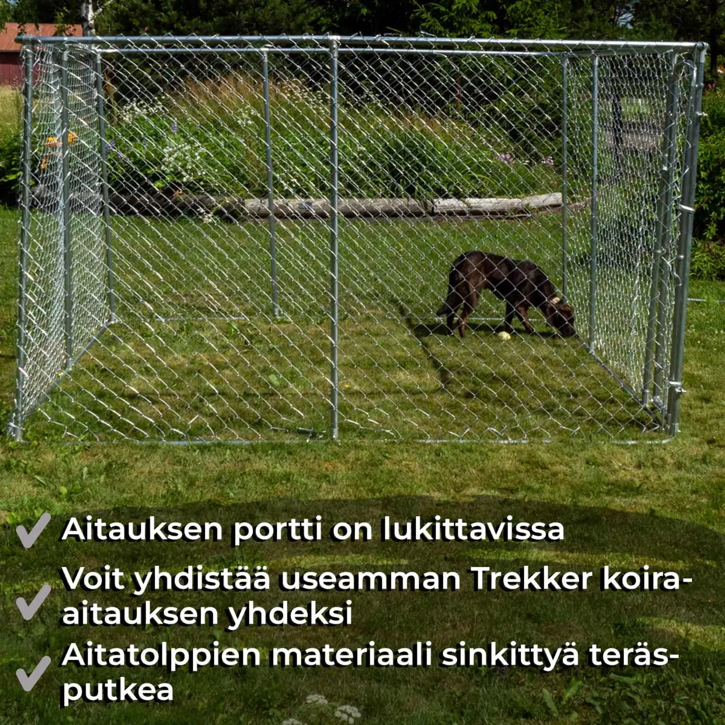 Trekker koira-aitaus 4x4 m harmaa - 4