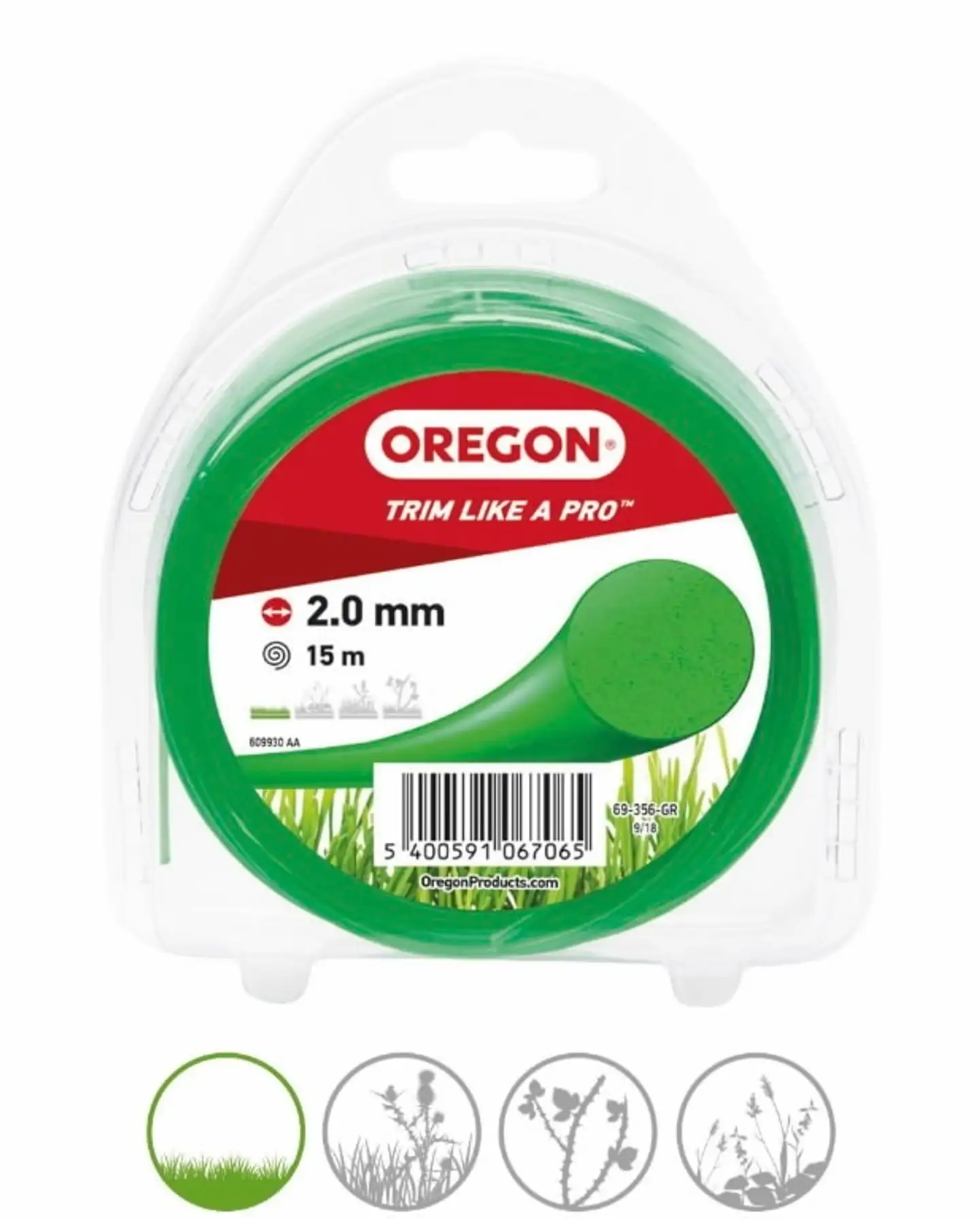 Oregon ruohotrimmerin siimakieppi 2,0 mm 15 m