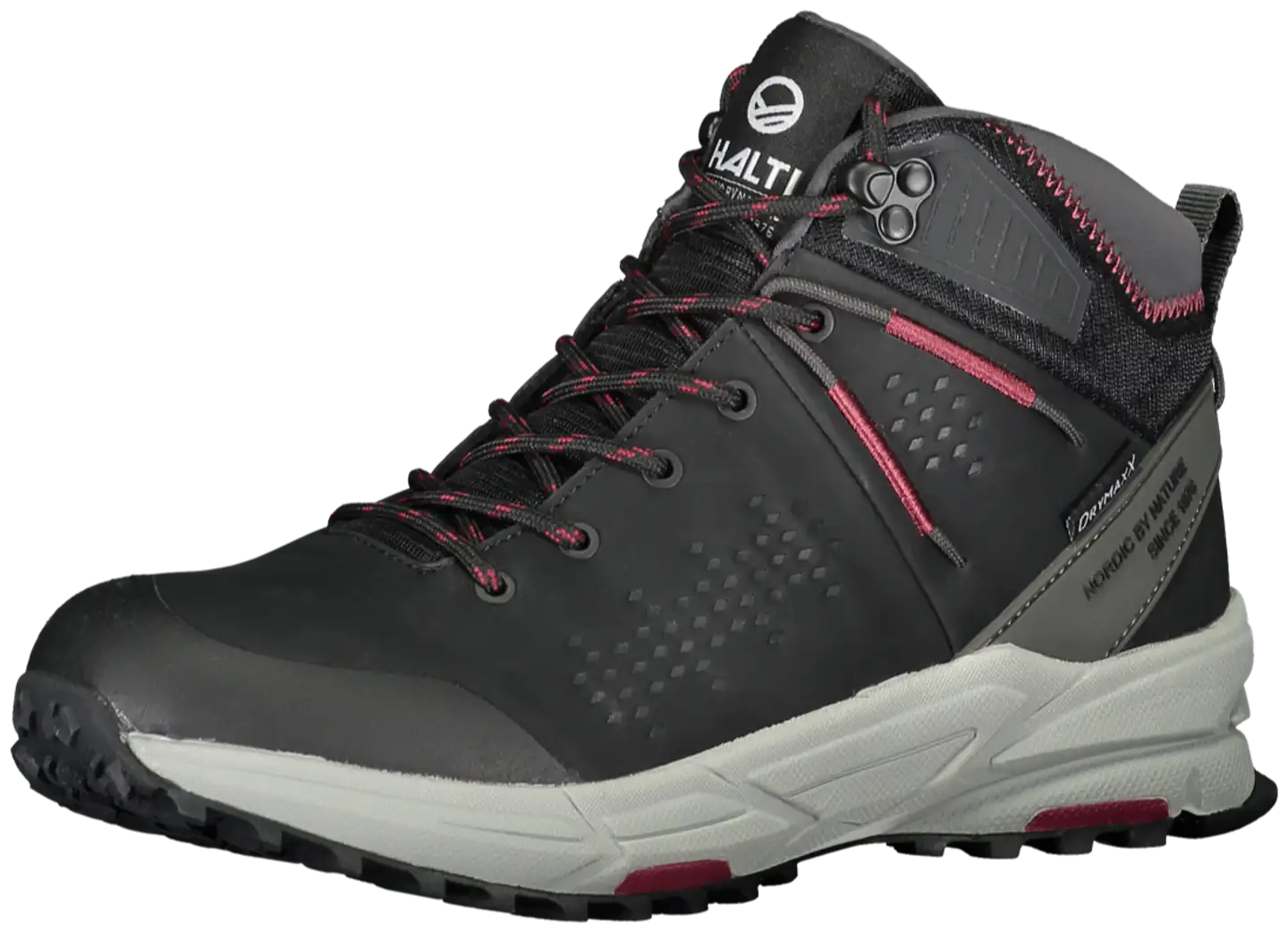 Halti Hakon Mid DX Naisten ulkoilujalkine - Black/bordeaux - 1