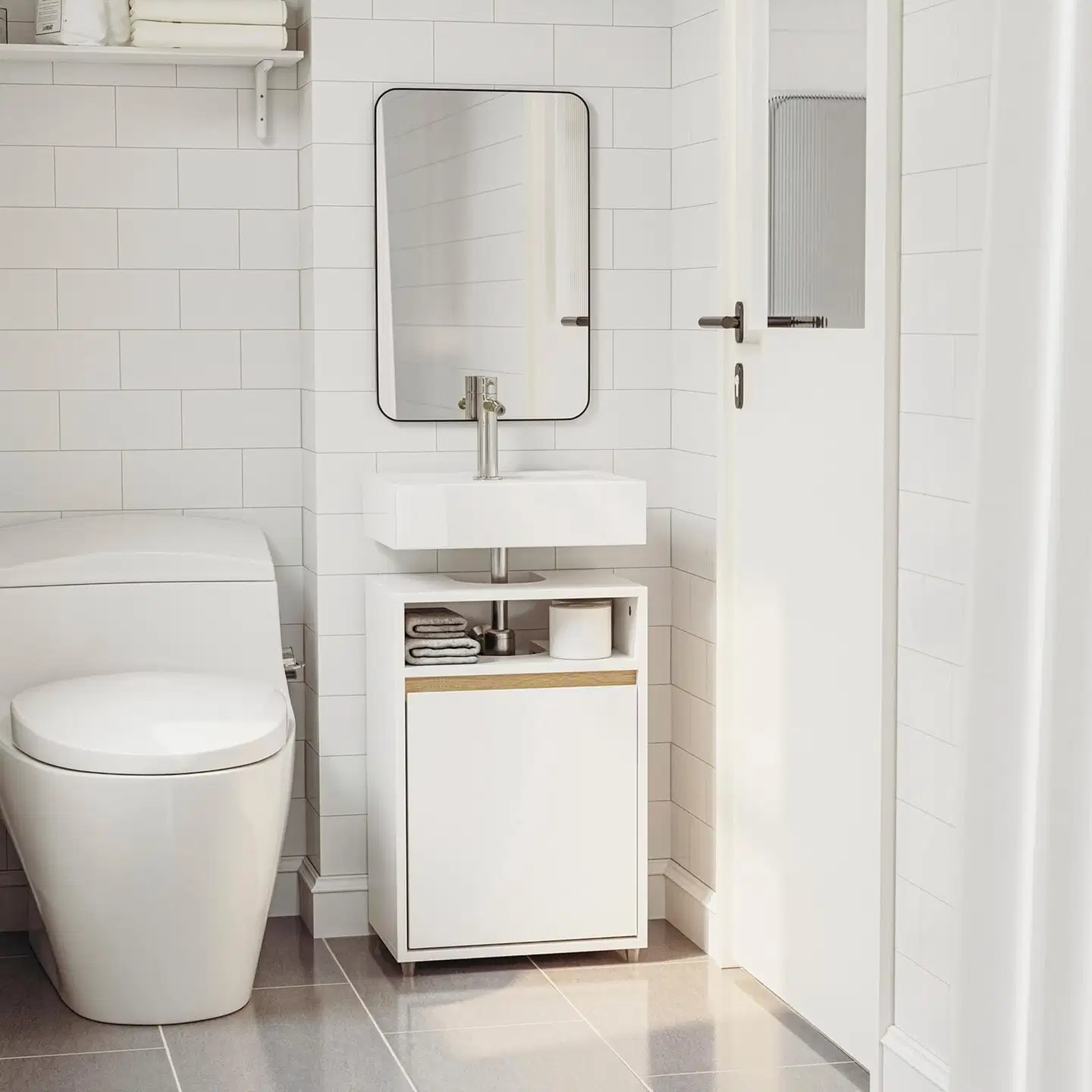 SoBuy pesuallaskaappi valkoinen BZR222-W - 2