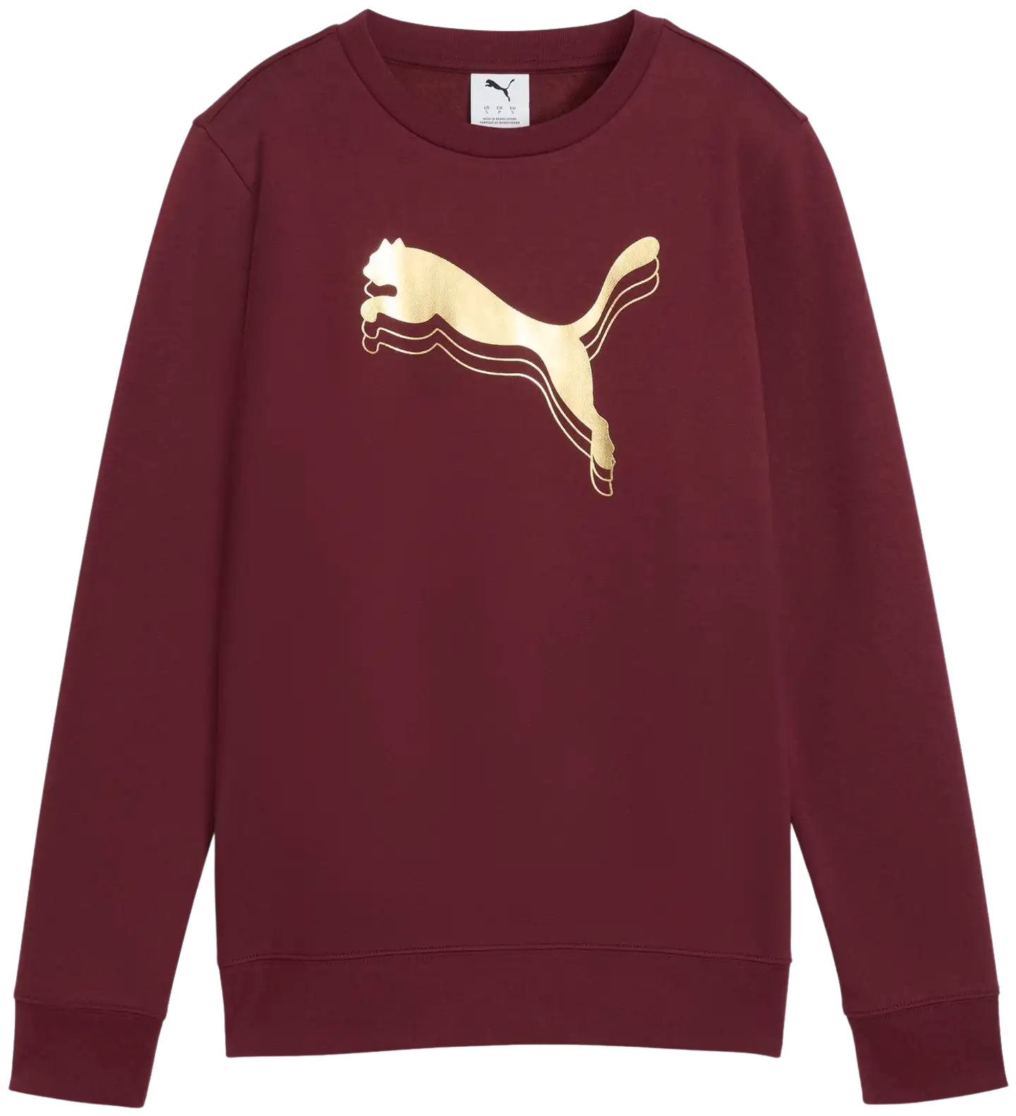 Puma naisten collegepaita Ess Metallic Crew FL - Ruby Shimmer-metallic gold - 1