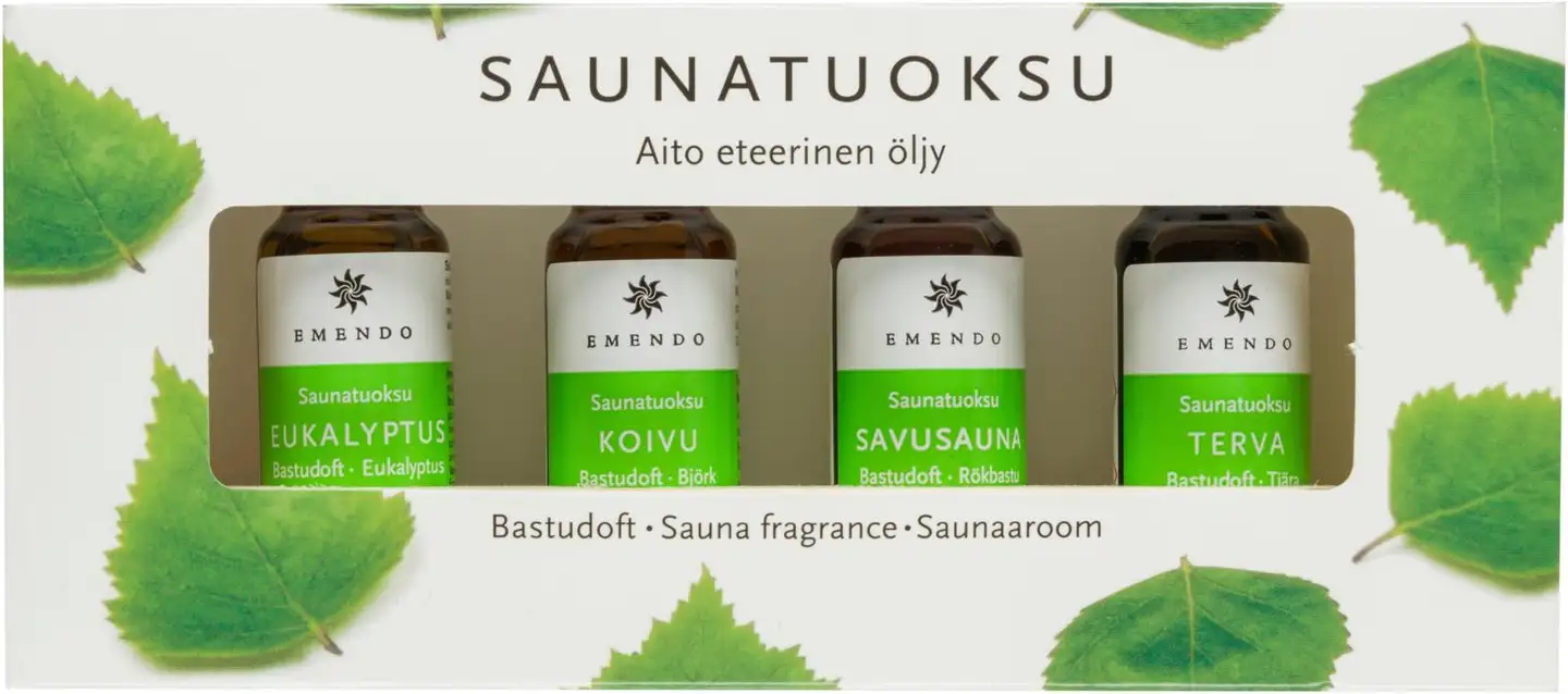 Emendo 4x10ml saunatuoksut puutelineessä