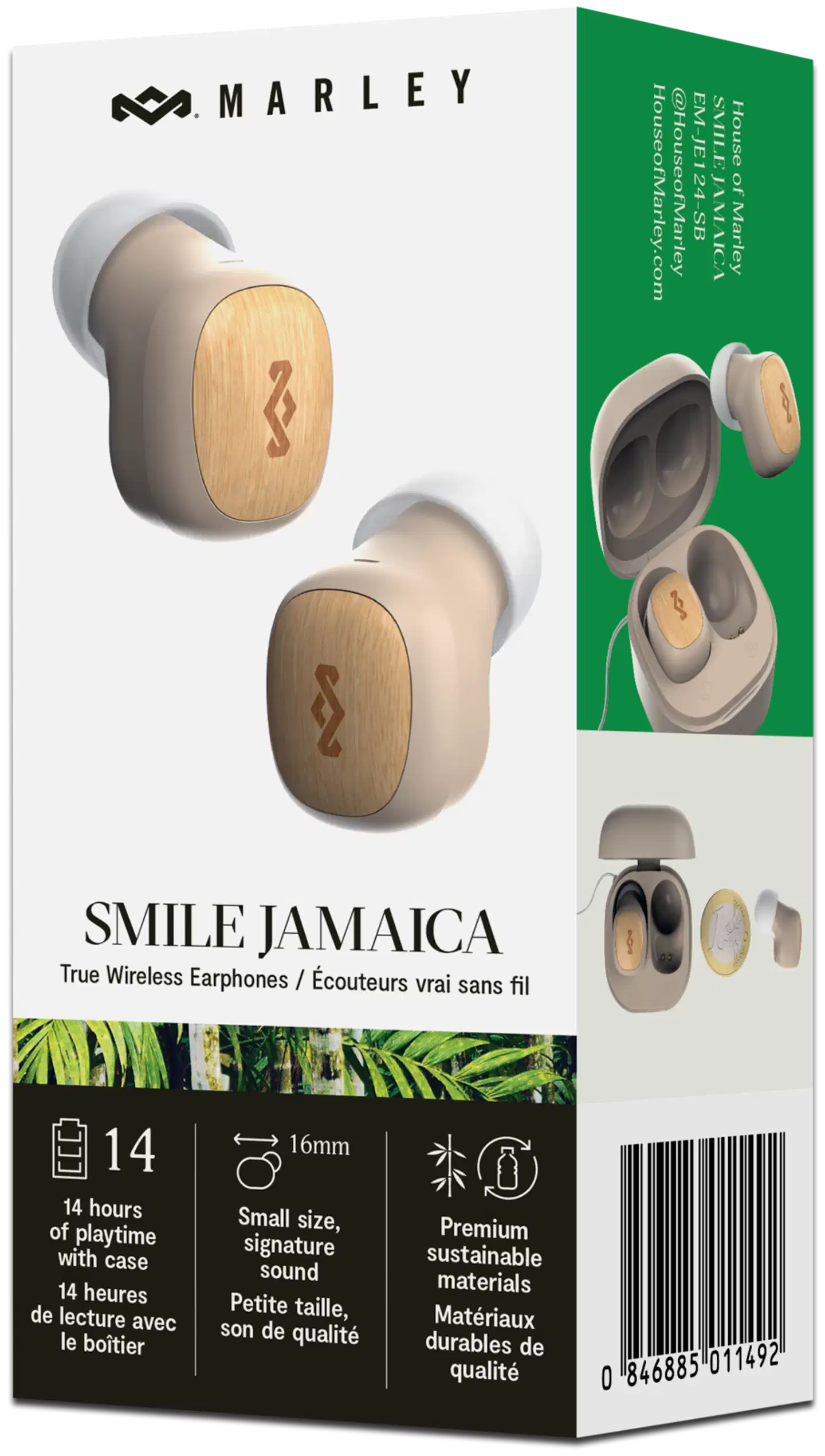House of Marley langattomat nappikuulokkeet Smile Jamaica, beige/puu - 3