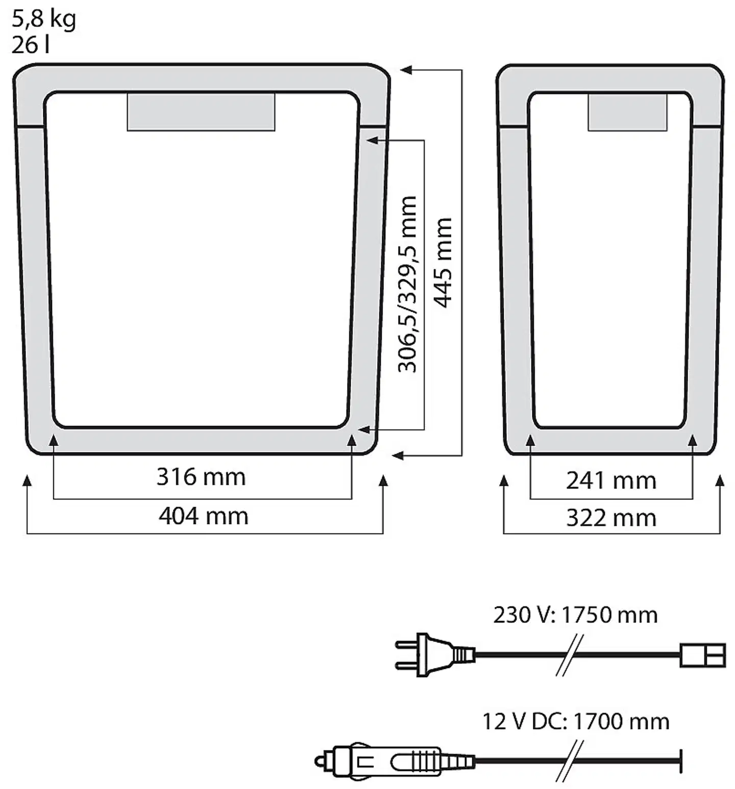 Airam kylmälaukku ECO26 Klassikko 12V/230V punainen - 5