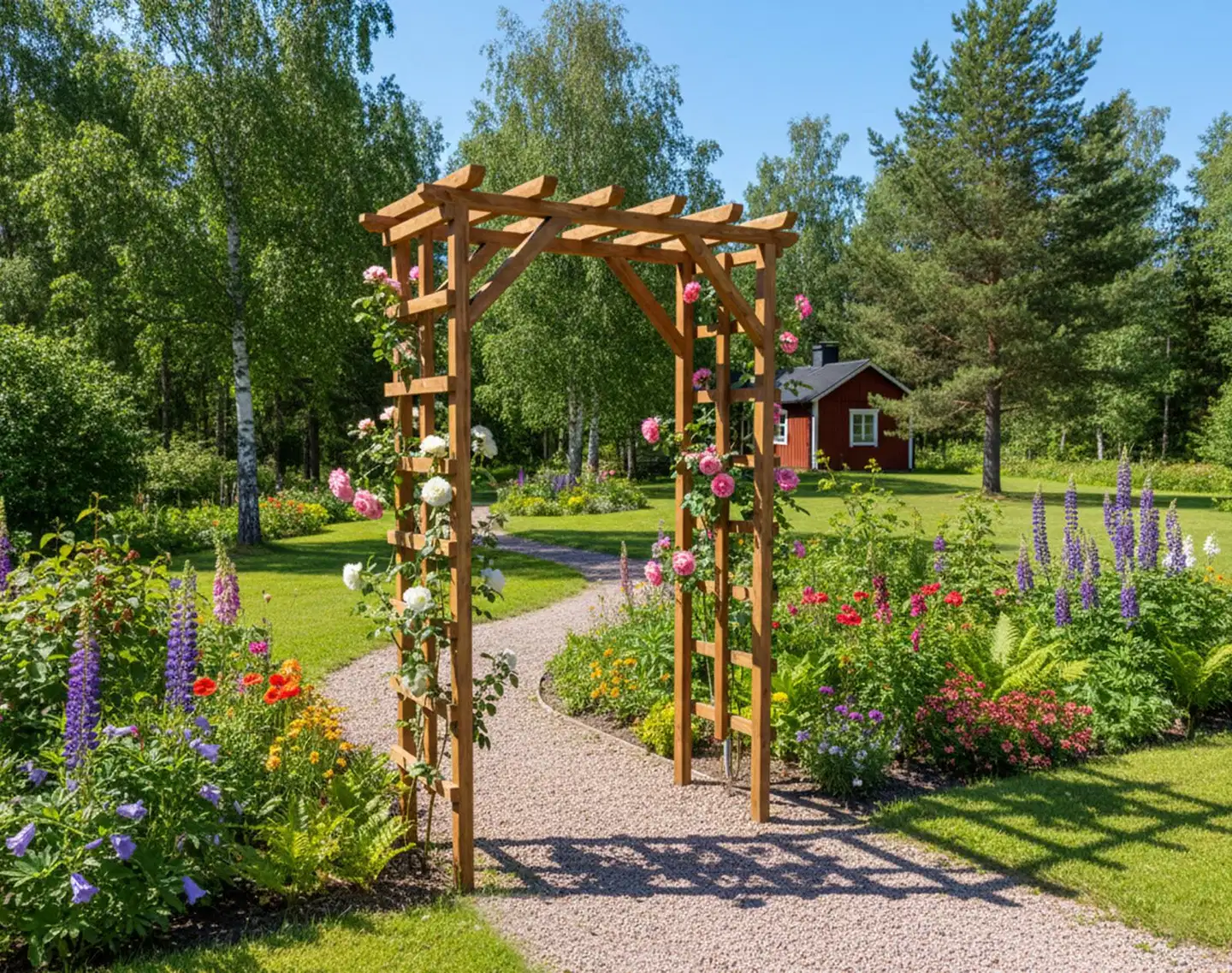 Puutarhaportti luonnonruskea, 210x140x69cm - 4