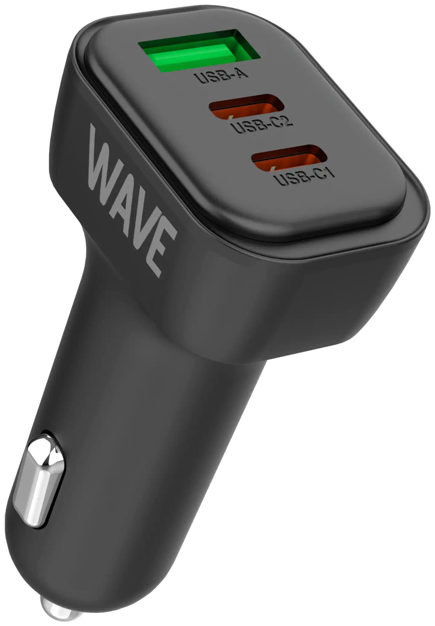 Wave 60W Pikalataava autolaturi, 2 x USB Type-C + 1 x USB-A, Musta - 1
