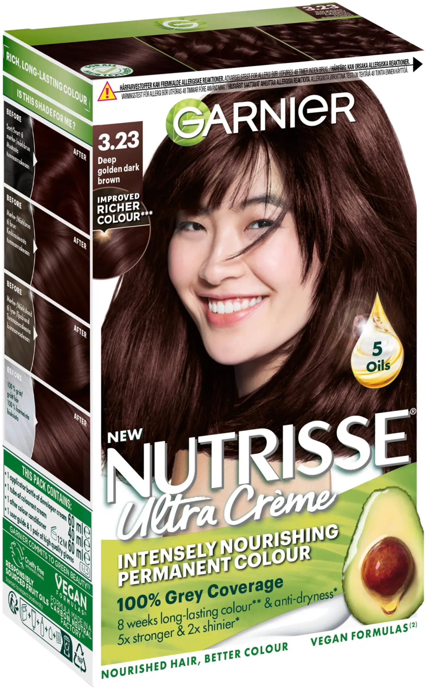 Garnier Nutrisse Ultra Creme 3.23 Deep Golden Dark Brown Tumma Kullanruskea kestoväri 1kpl - 1