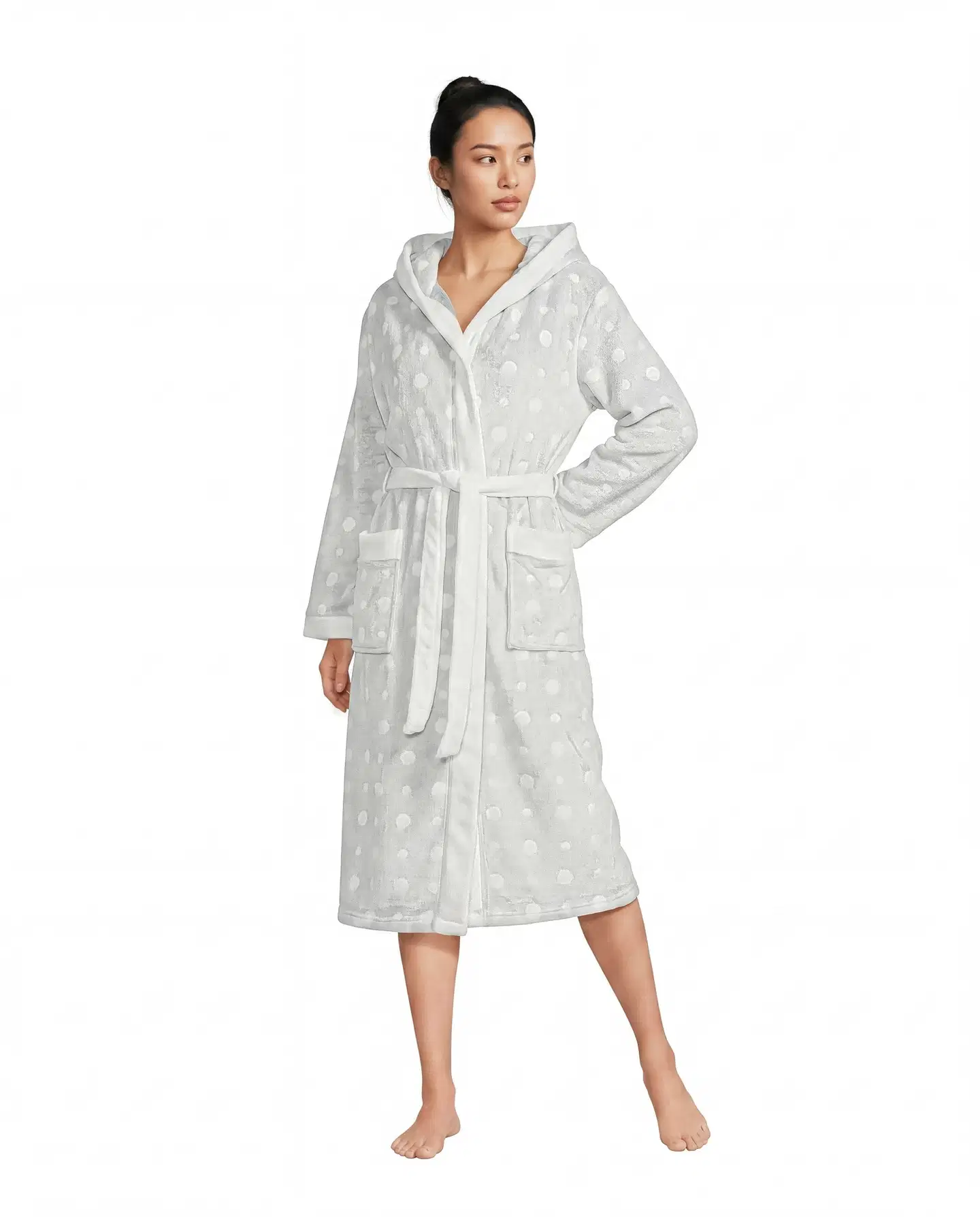Actuelle naisten aamutakki 212A382630 - Grey/white - 1