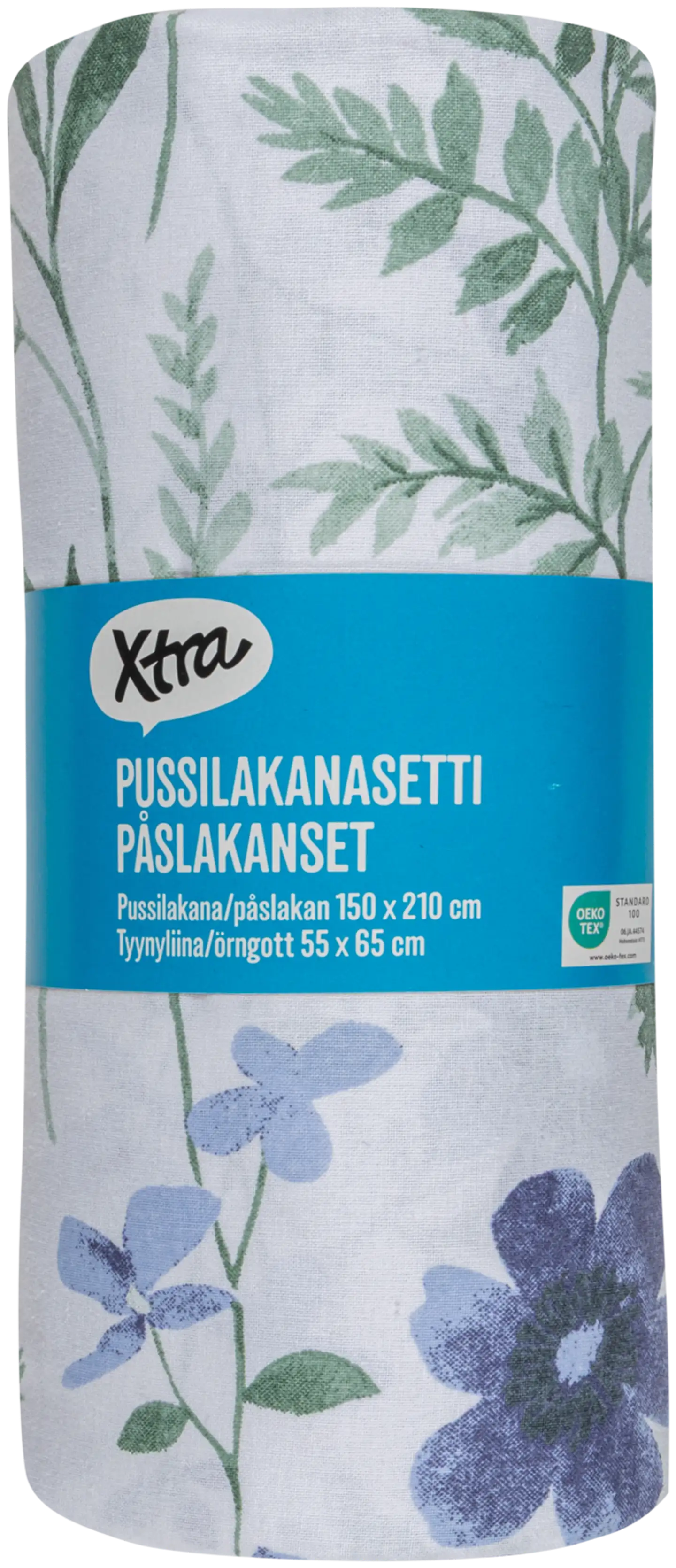 Xtra pussilakanasetti Wild Flowers 150x210 cm vaaleansininen - 2