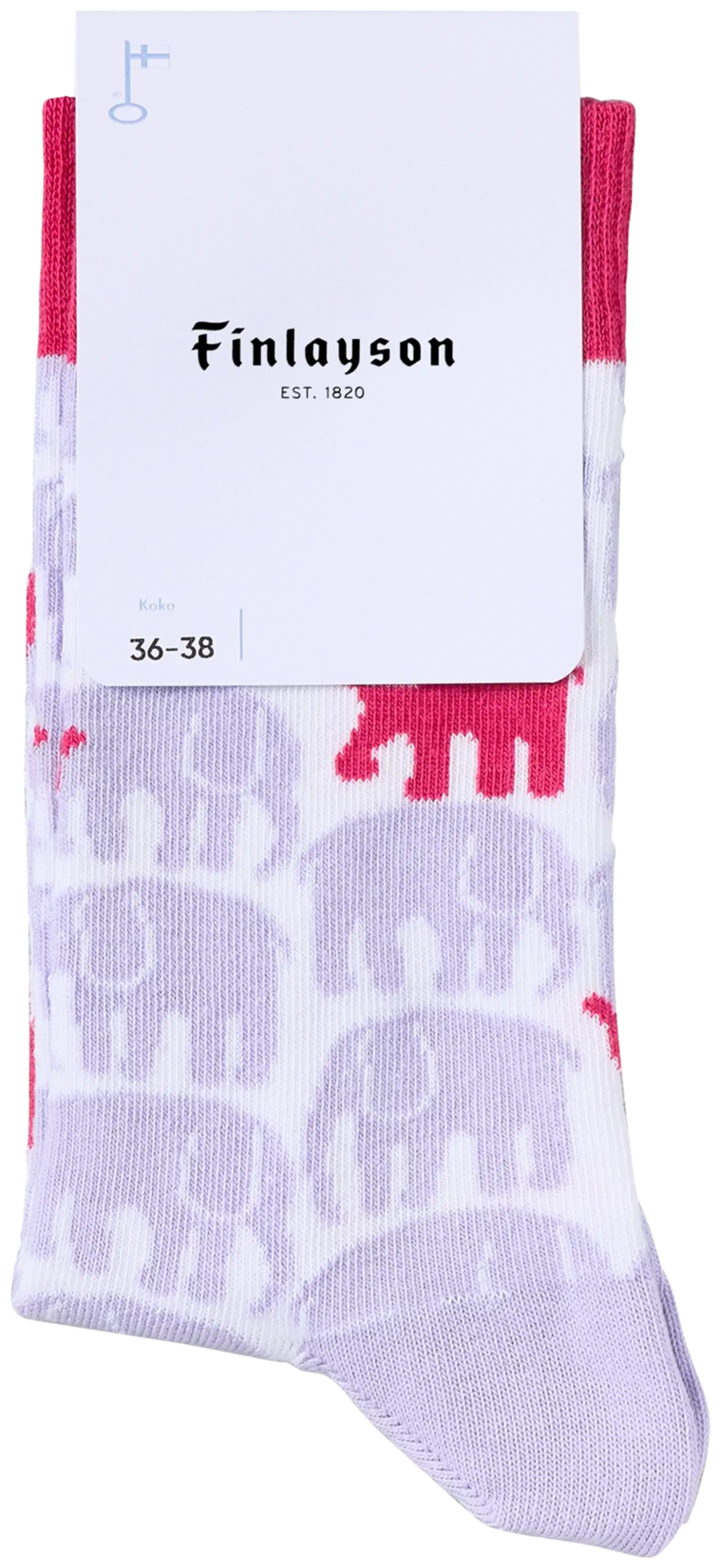 Finlayson naisten nilkkasukat Elefantti Vapaa - Valkoinen/pinkki - 1