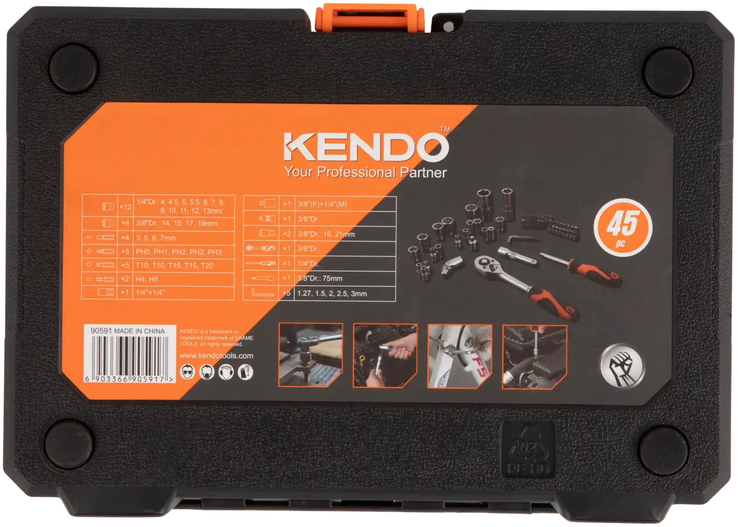 Kendo hylsysarja 45-os 3/8" & 1/4" - 3