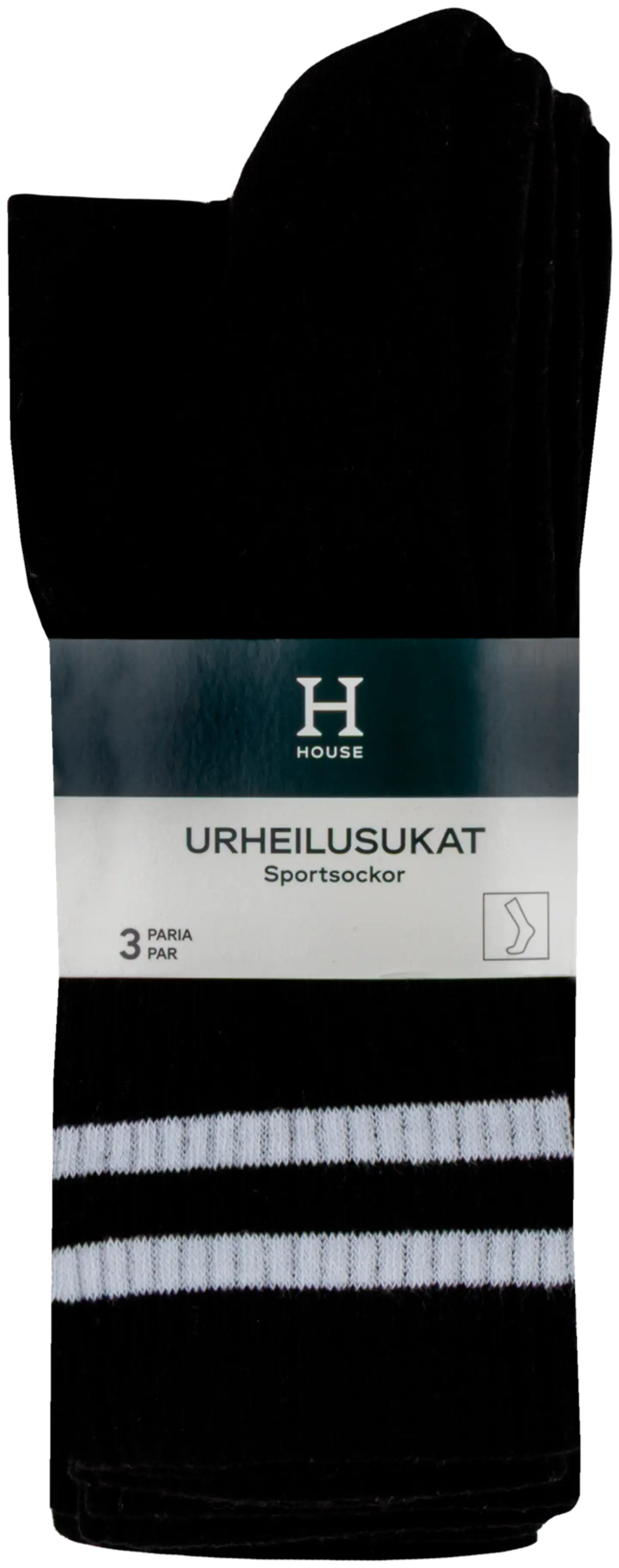 House miesten urheilusukat raita 193HNO2505 3-pack - Black/white - 2