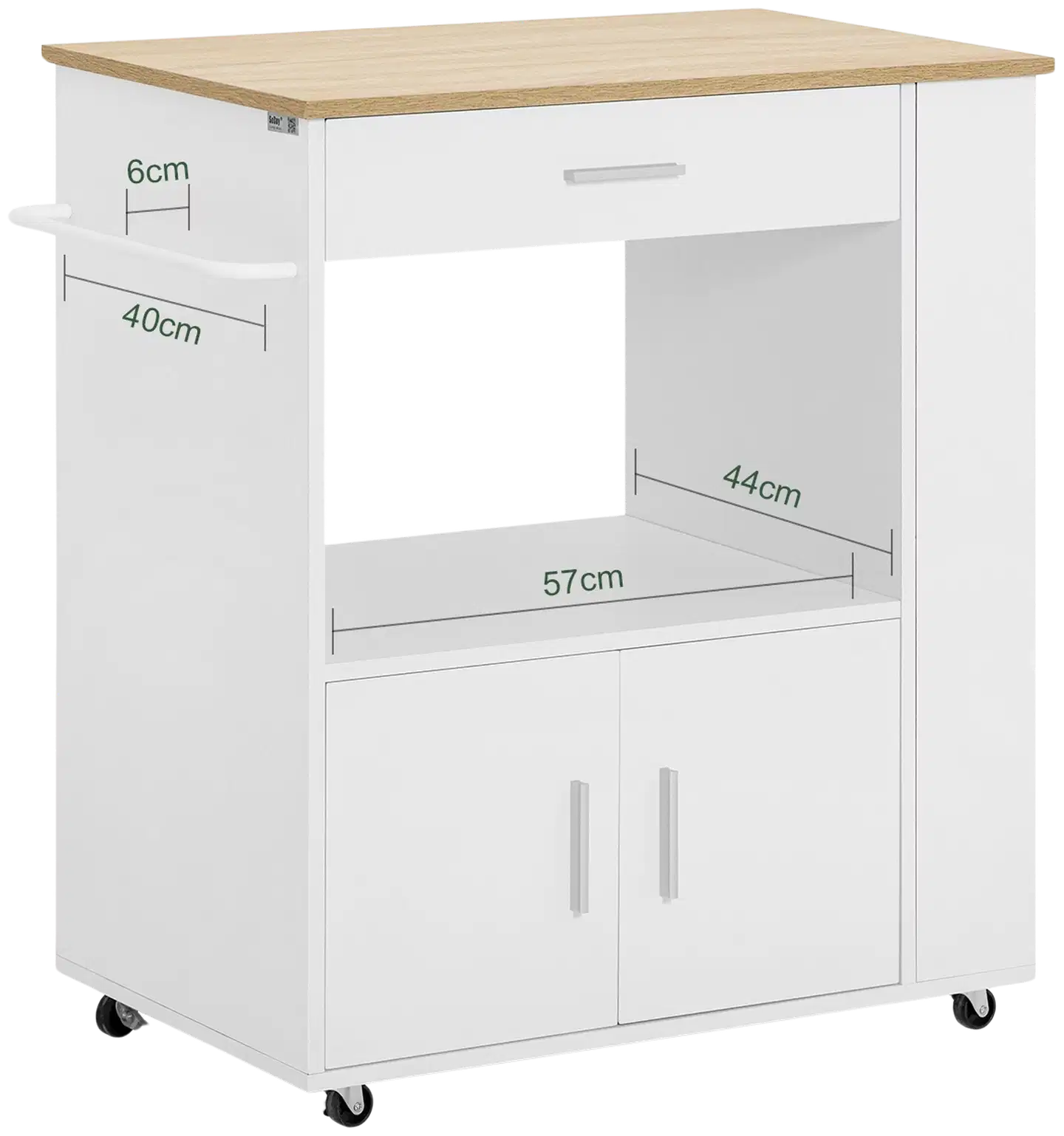 SoBuy keittiösaareke valkoinen FKW113-WN - 3