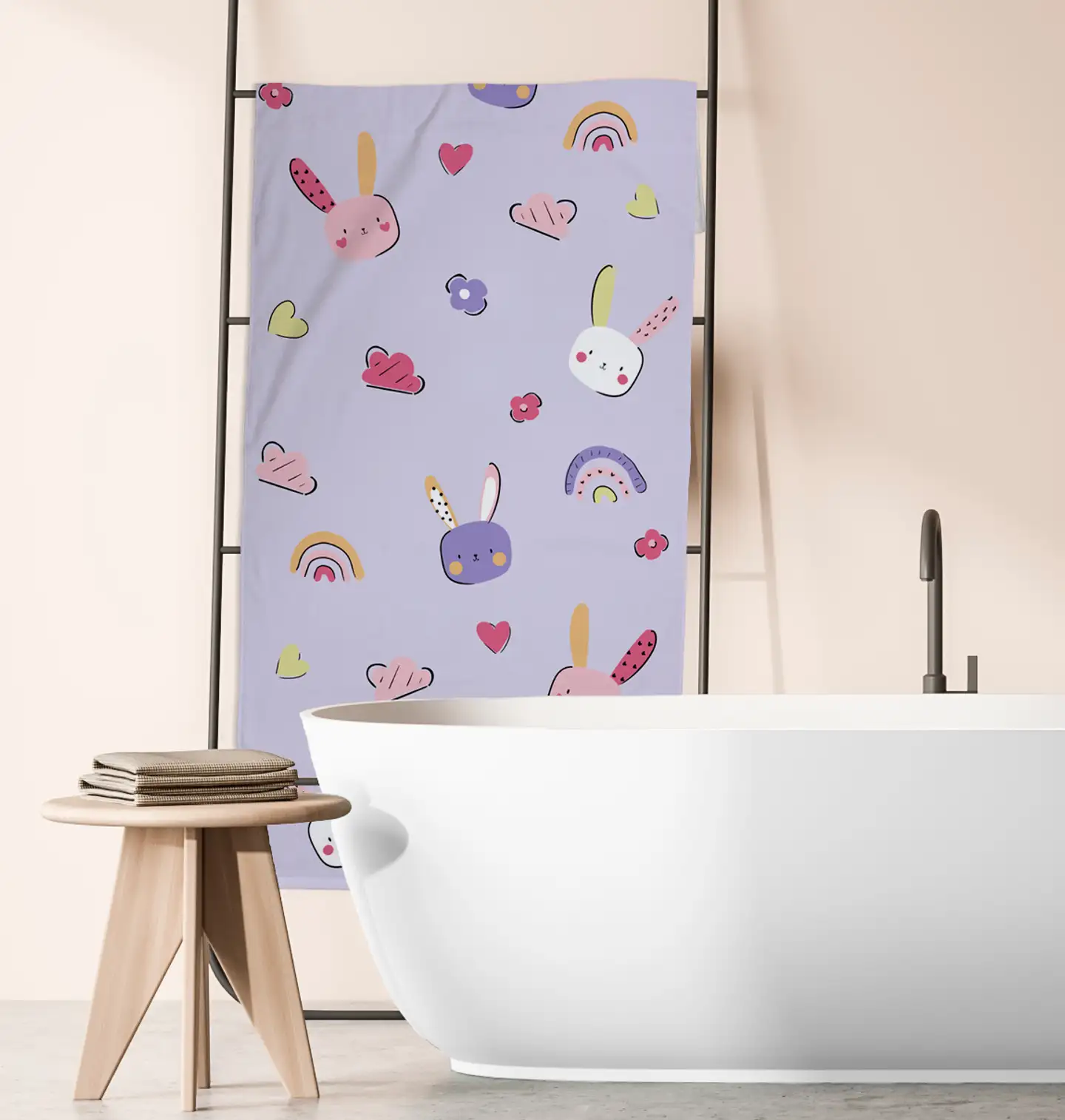 Ciraf lasten kylpypyyhe Bunny 70x140 cm liila - 8