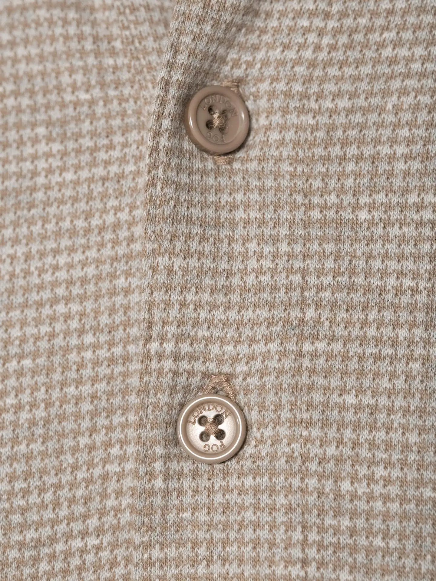 London Fog miesten pitkähihainen jacquard jersey -pikeepaita 194L292607 - Beige - 5