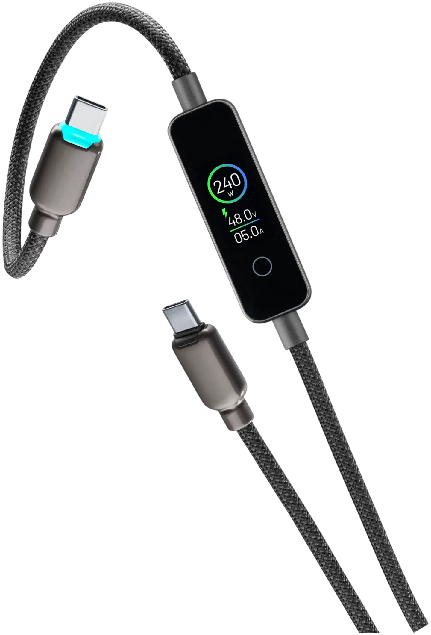 Cellularline Powerview IQ 240W - 120 cm lataus- ja datakaapeli älykkäällä TFT-näytöllä, USB-C - 1