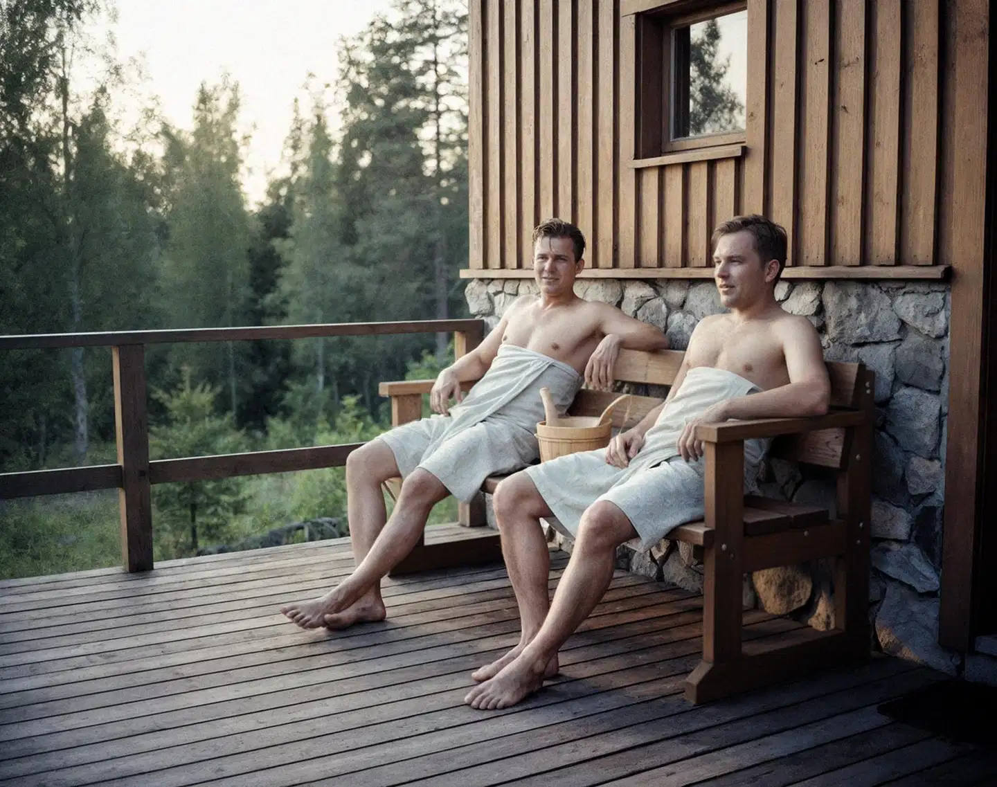 Jämäkkä penkki käsinojilla, ruskea, 178x61x82 cm - 4