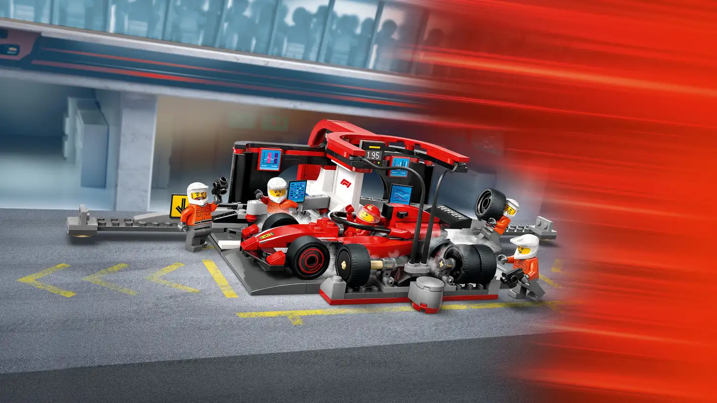 LEGO® City F1®-varikkopysähdys ja varikkomiehistö sekä Ferrari-auto 60443 - 9