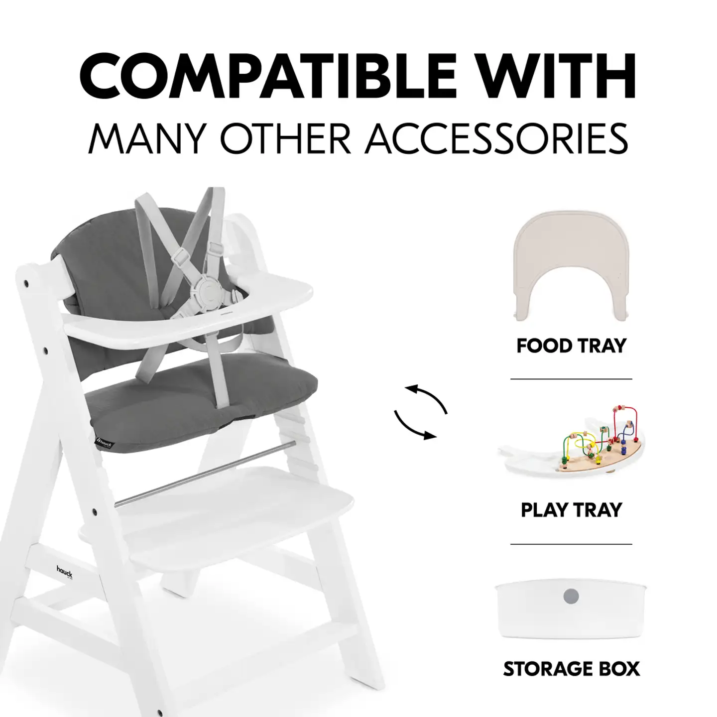 Hauck pehmustesetti syöttötuoliin Highchair Pad tummanharmaa - 12