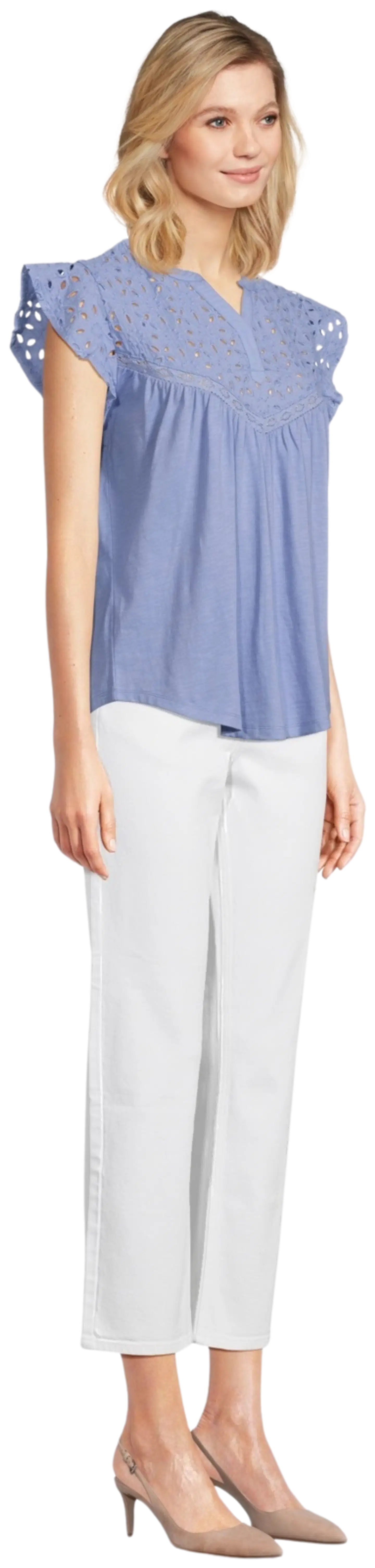 Margaux Riviera naisten pitsisomisteinen trikootoppi CG-116 - Lt.blue - 4