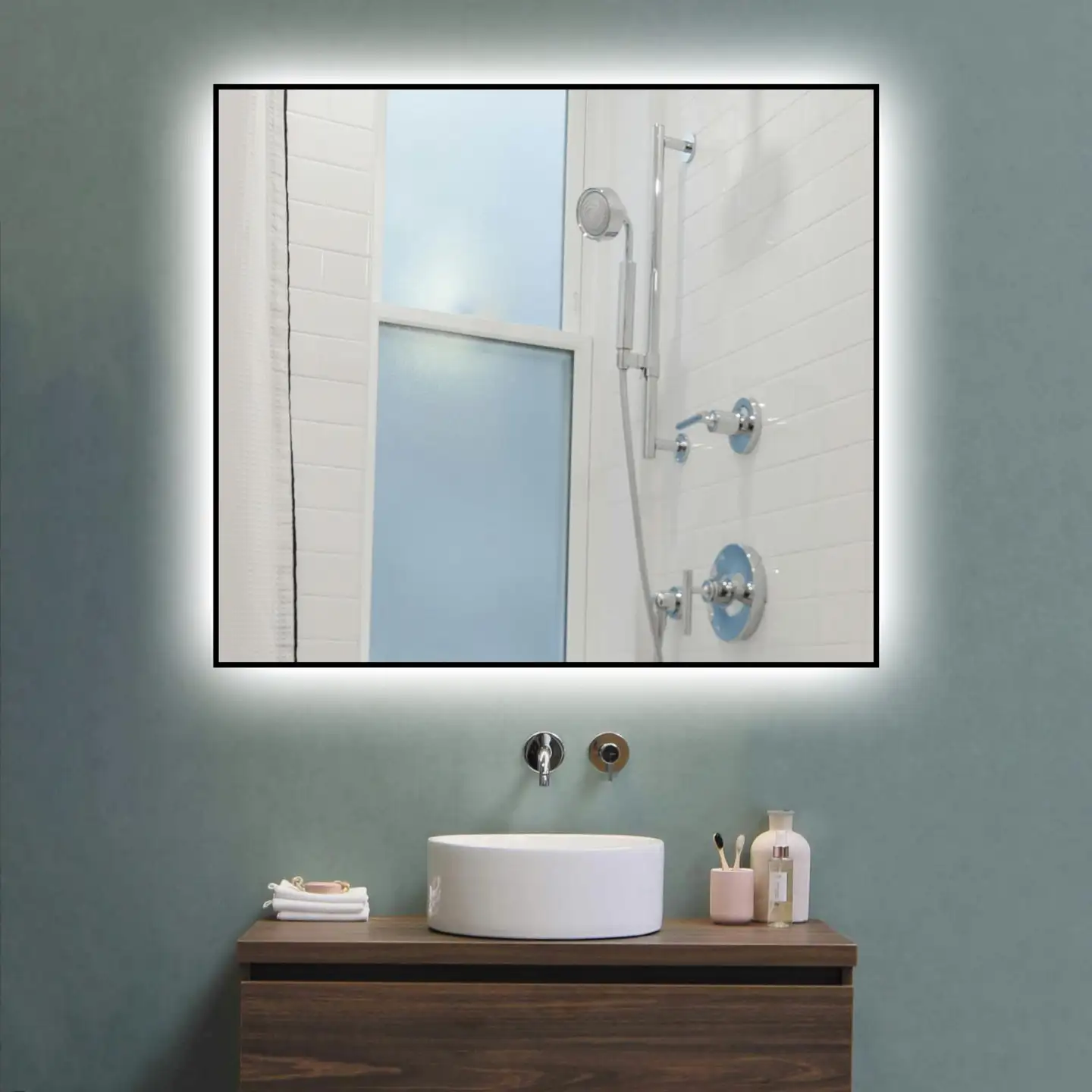 Tammiholma valopeili TIPPERARY musta kehys 80x 70 cm - 3