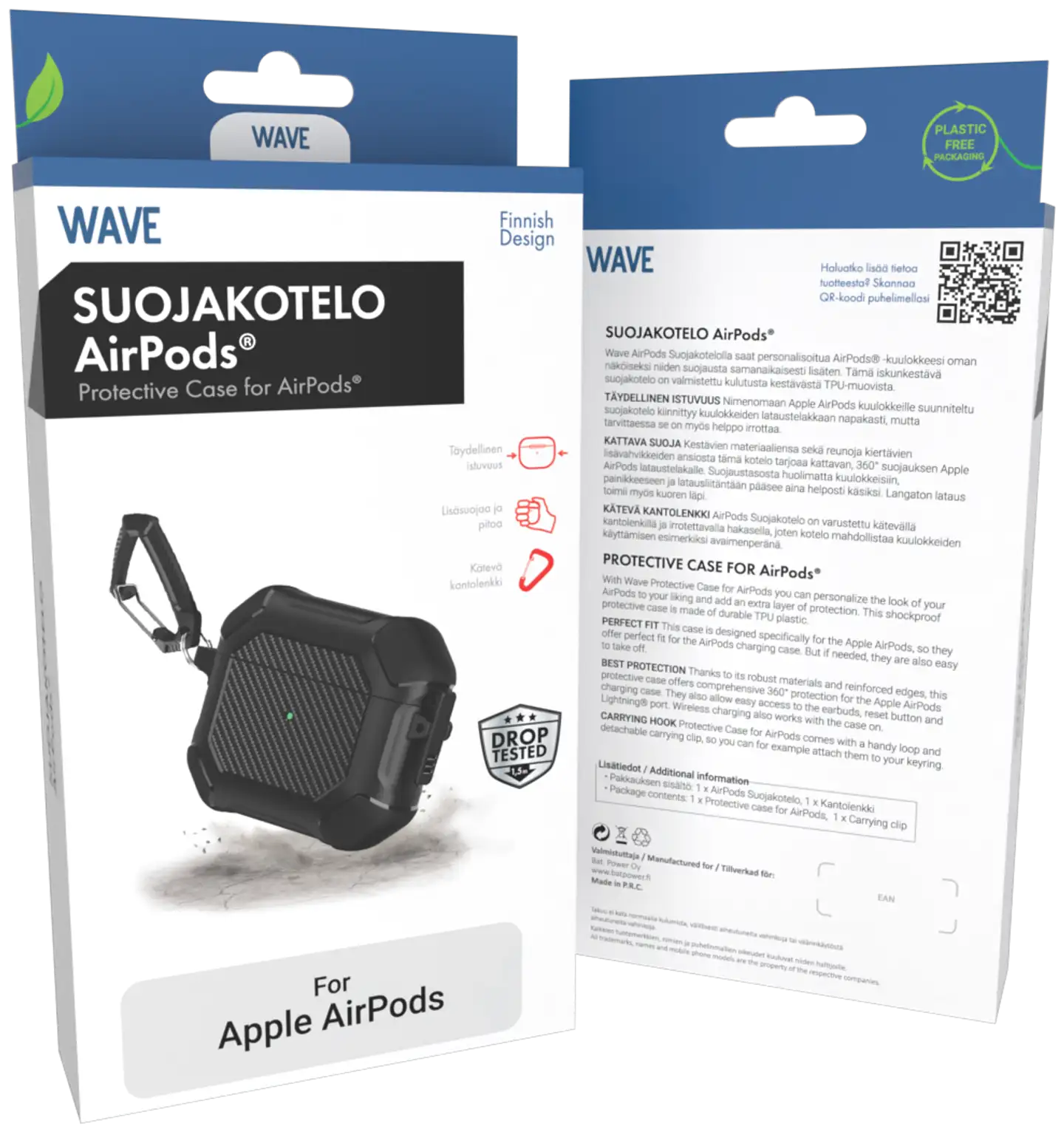 Wave Rugged Suojakotelo, Apple AirPods Pro (2022), Musta - 3