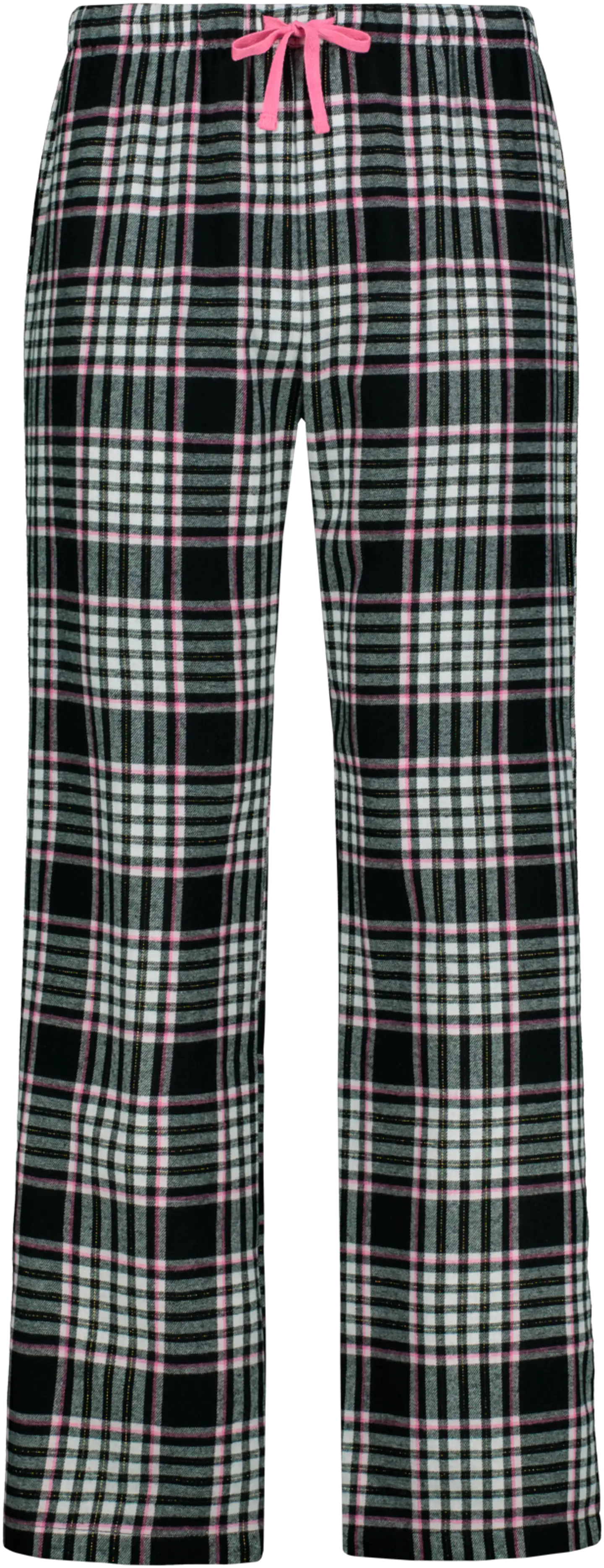 Actuelle naisten flanellihousut 212A382505 - Black/pink check