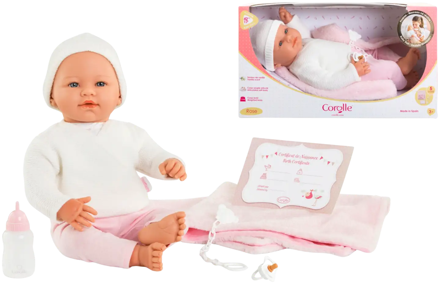 Corolle Mon Grand Poupon Vauvanukke Rose ja tarvikkeita - 1